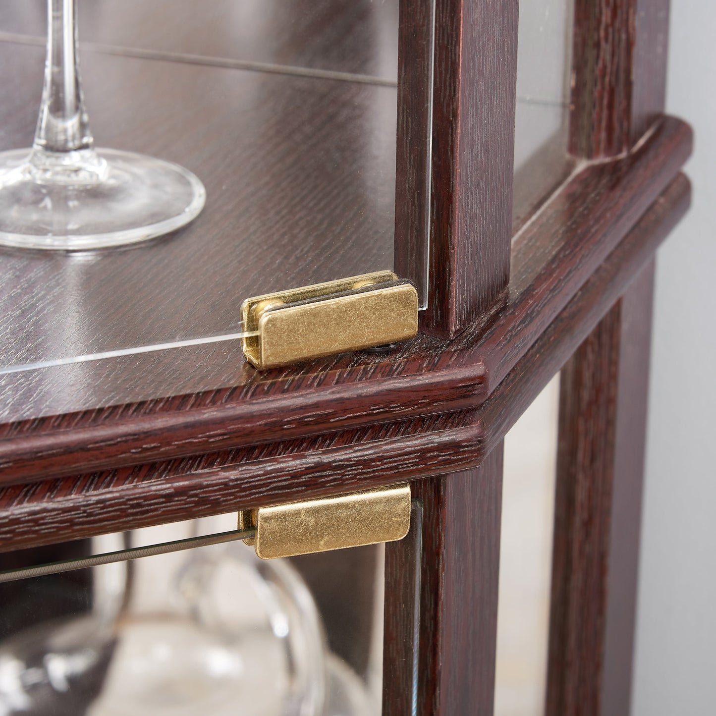 Lighted Corner Curio Cabinet - Elegant Glass Display Case for Living Room & Bar Storage - Perfect for Antique Collections & Wine - Includes Built-in Lighting - Dark Cherry