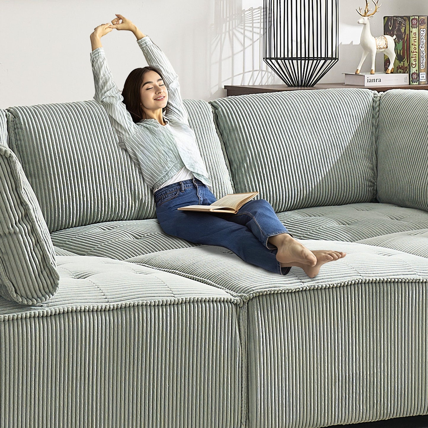 UNITED WE WIN Modular Sectional Sofa U Shaped Modular Couch with Reversible Chaise Modular Sofa Sectional Couch,6- Seat Convertible Sofa,Fit for Living Room