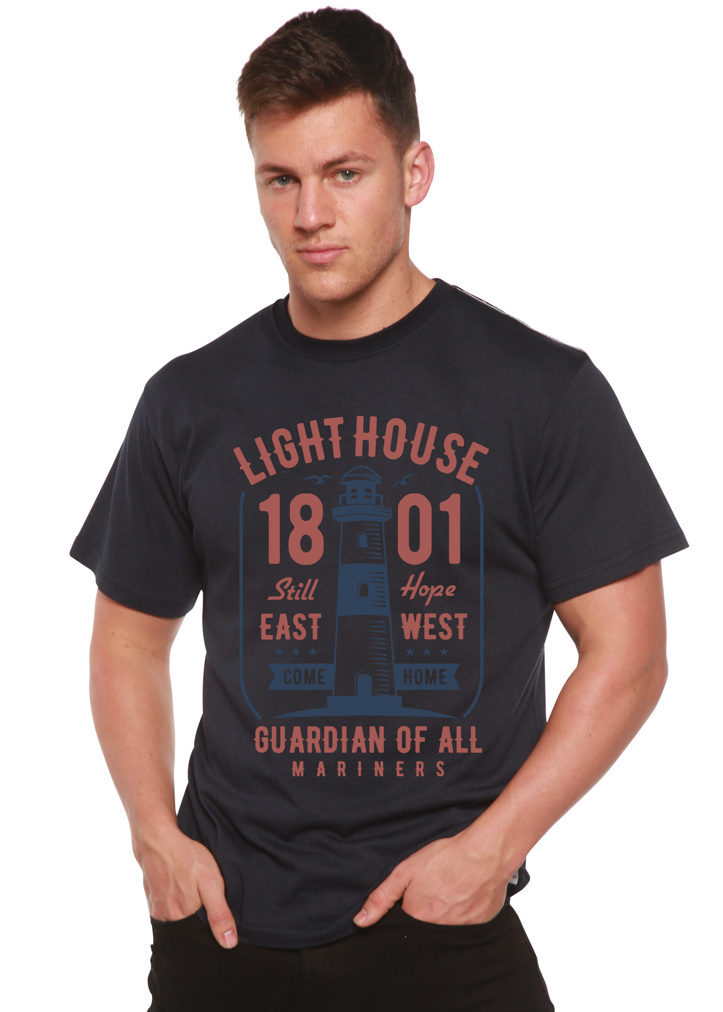 Light House Men's Bamboo Viscose/Organic Cotton Short Sleeve Graphic T-Shirt