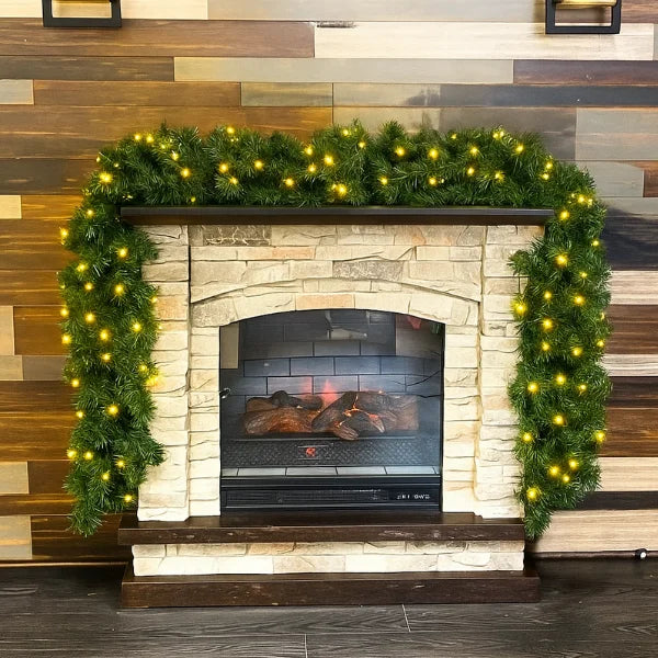 Green Garland with Warm White Lights | 99'X 8"