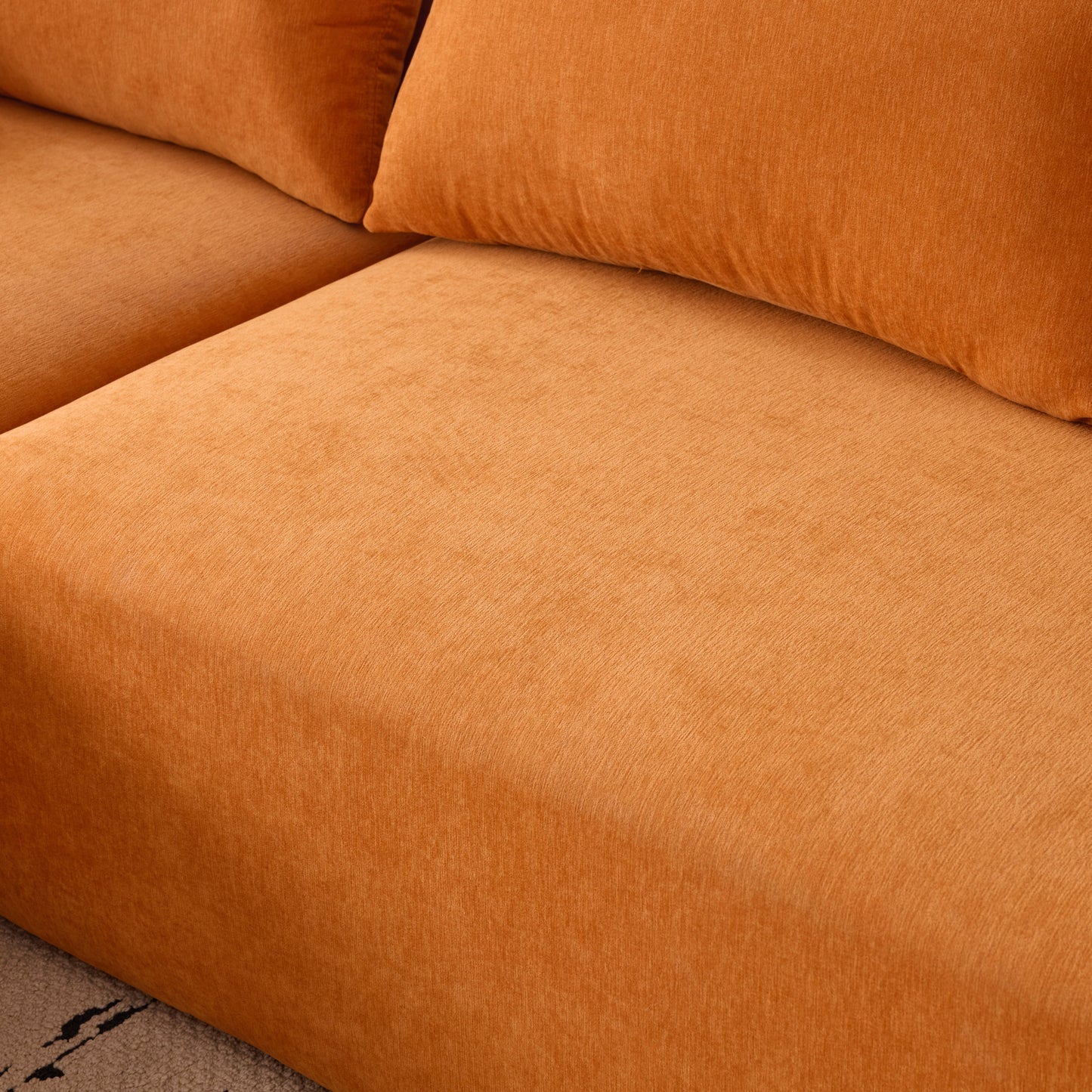 108*68 inch extra-deep modular sofa, cloud sofa, 4-person sofa, sitting and sleeping, living room Chenille modular sofa, no need to assemble, orange