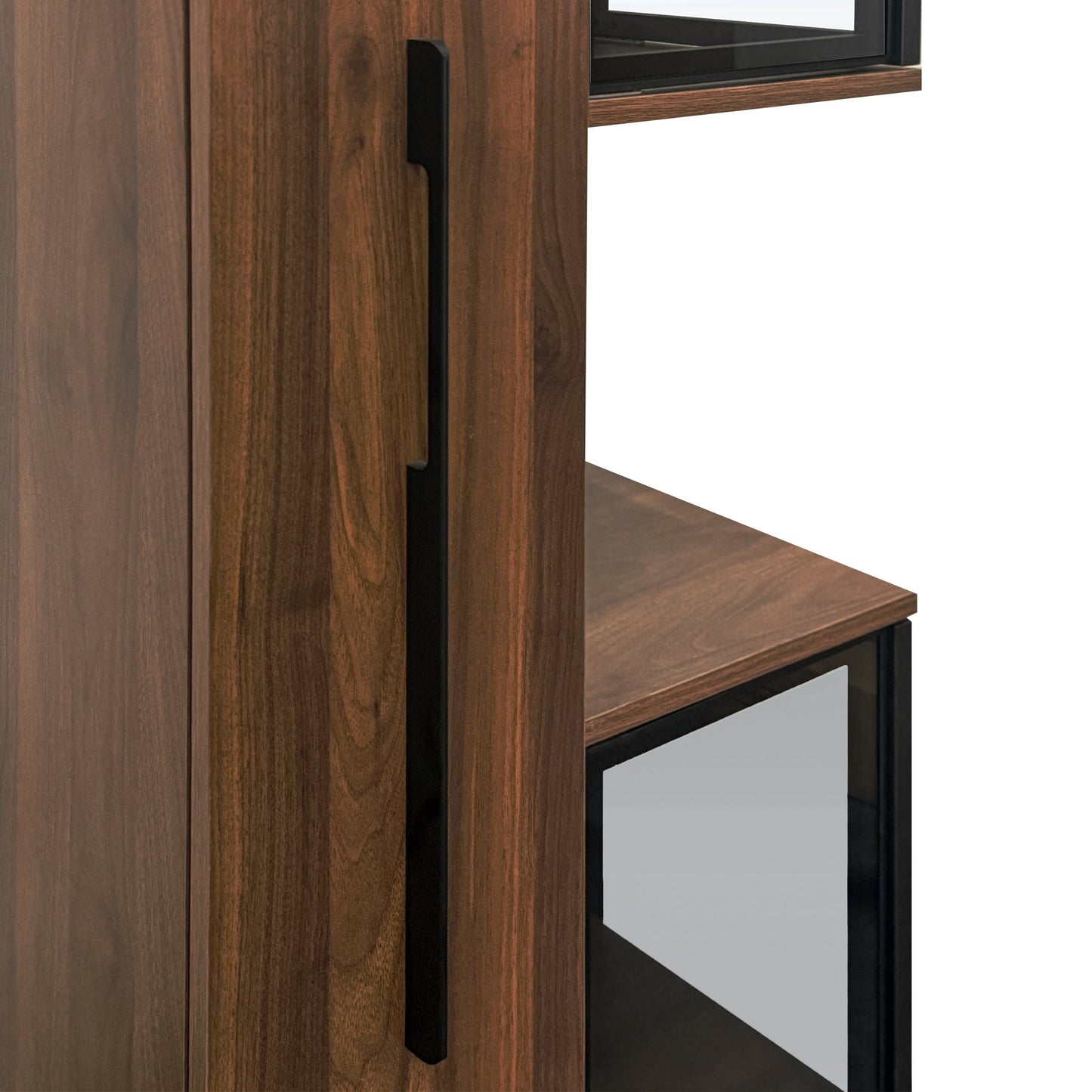 70' Display Cabinet with Glass Doors and Lights, with multi-functional pull-out multi-tier storage shelf , Wooden Display Storage Cabinets