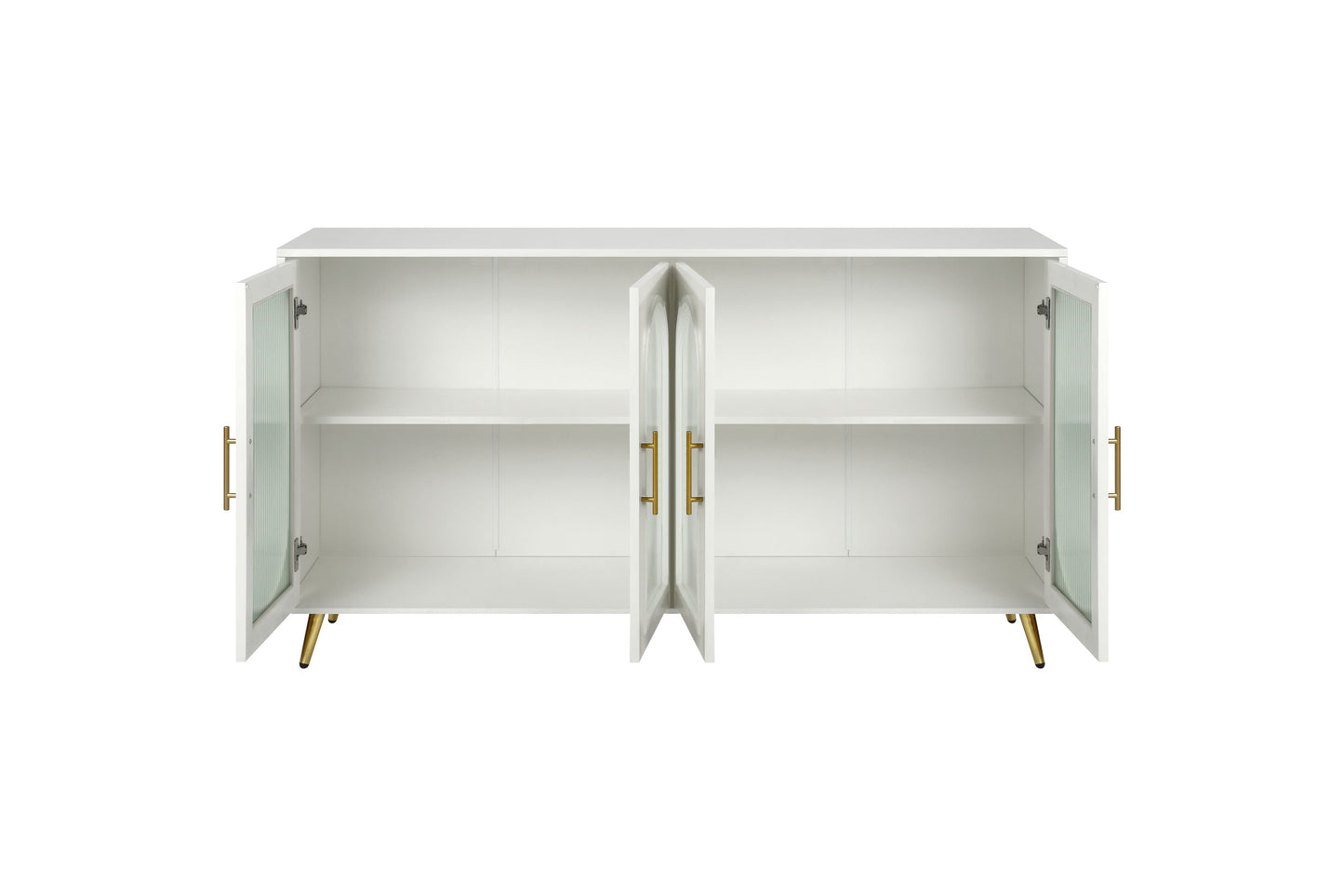 TV Stand for 65+ Inch TV, Wood TV Stand with Storage Cabinet & Adjustable Shelves, Media TV Console for Living Room Bedroom(White)