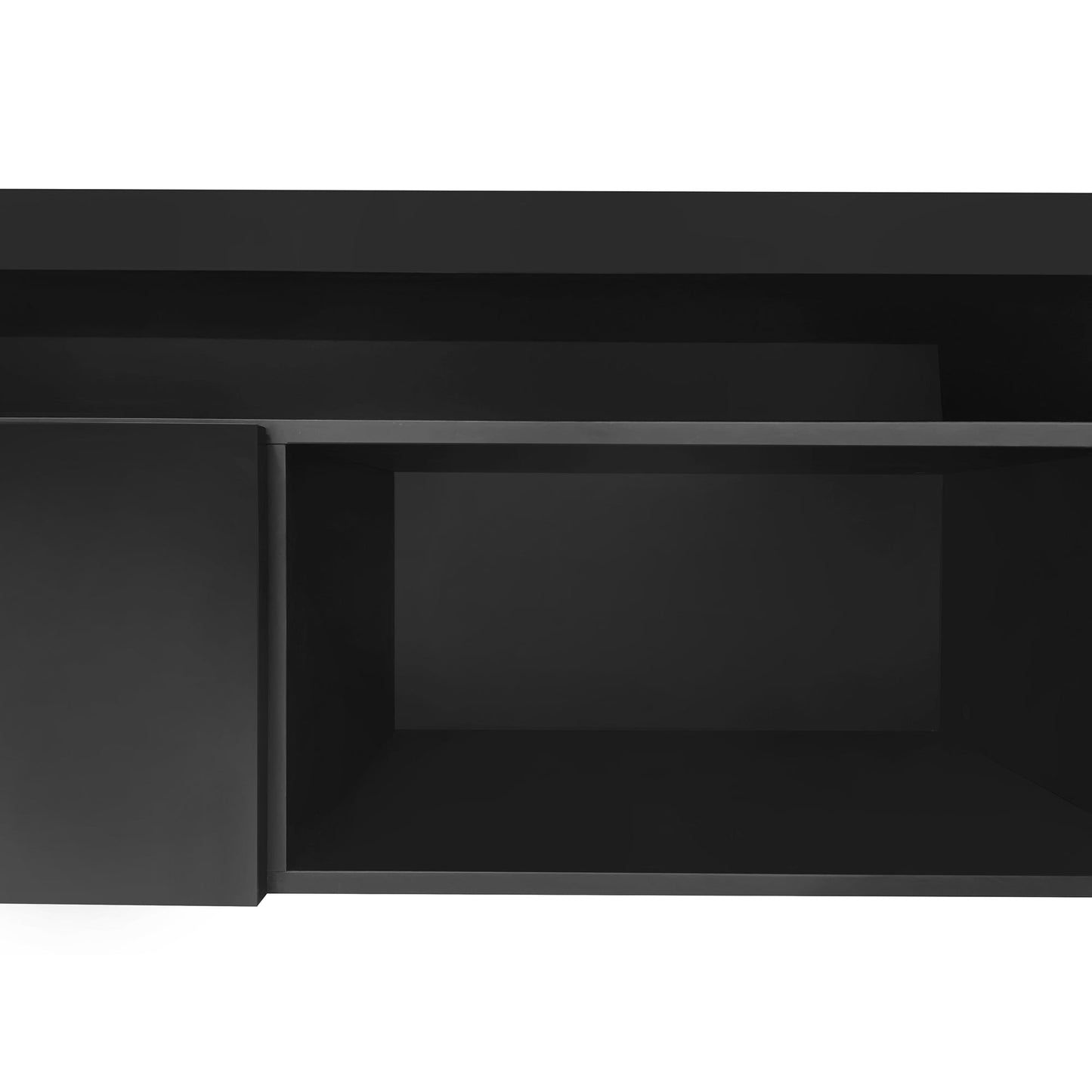 ON-TREND Unique Design TV Stand with 2 Glass Shelves, Ample Storage Space Media Console for TVs Up to 105', Versatile TV Cabinet with LED Color Changing Lights for Living Room, Black