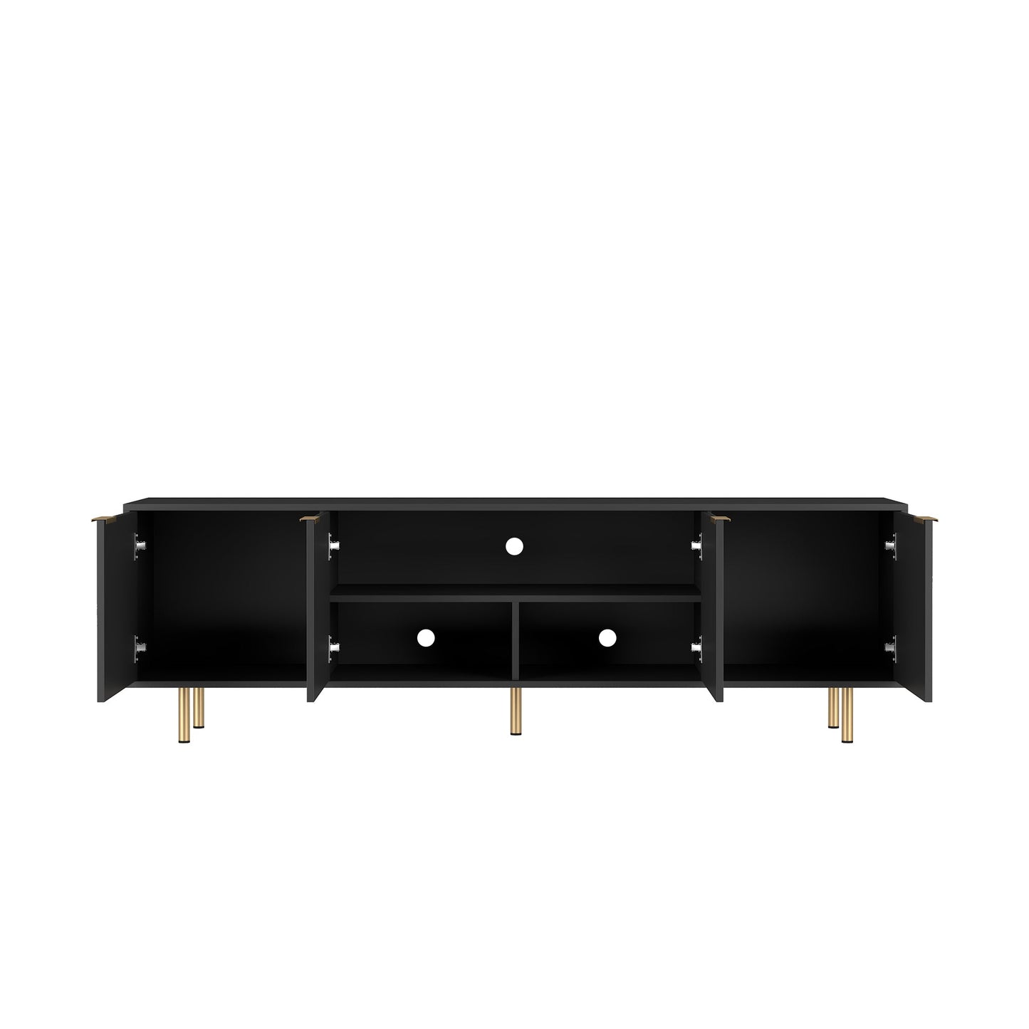 Black Modern TV Stand Fluted 68' , Entertainment Center with Storage Doors, TV Console Media Cabinet, for 55+ Inch TV, Living Room