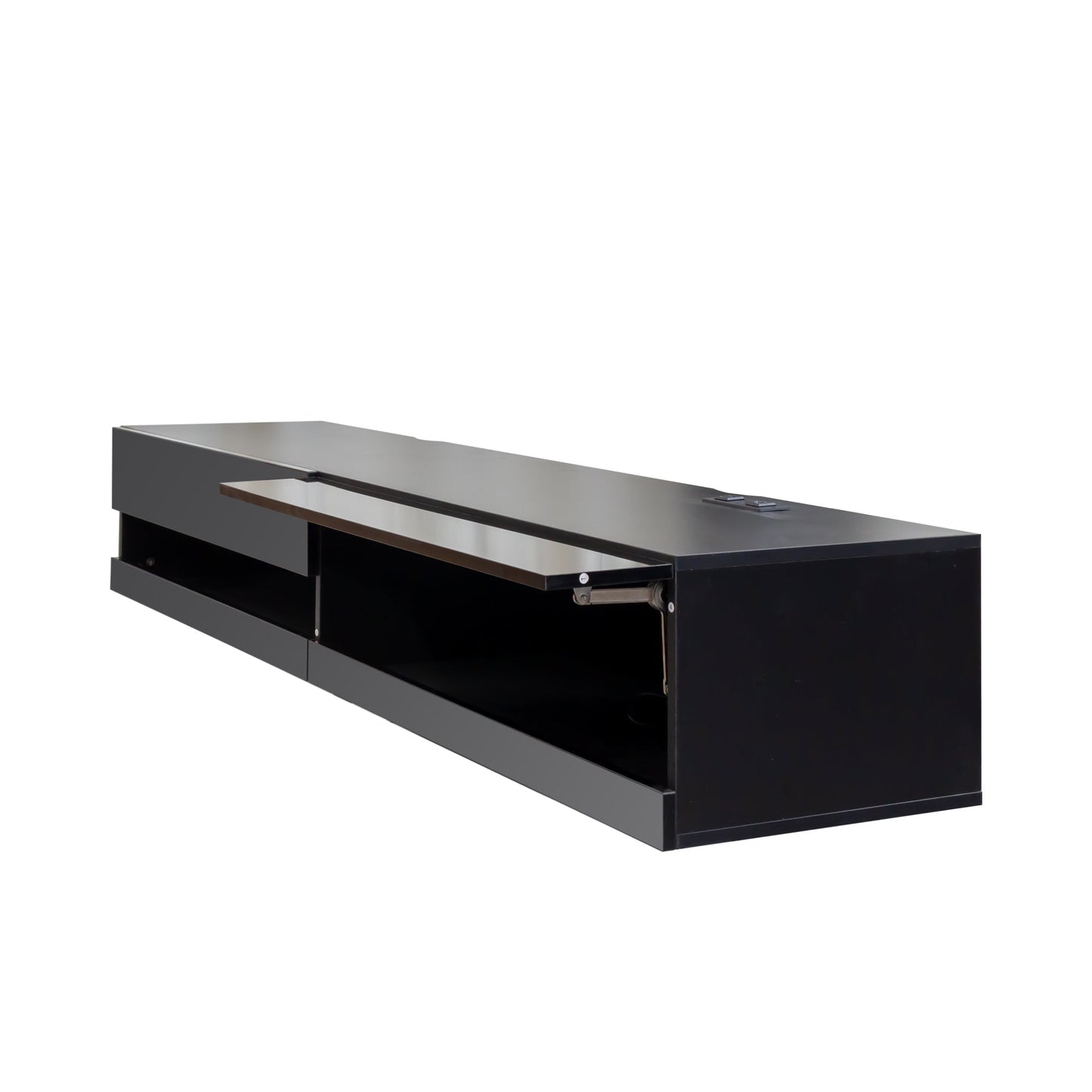 180 Wall Mounted Floating 80' TV Stand with 20 Color LEDs and Charging Station