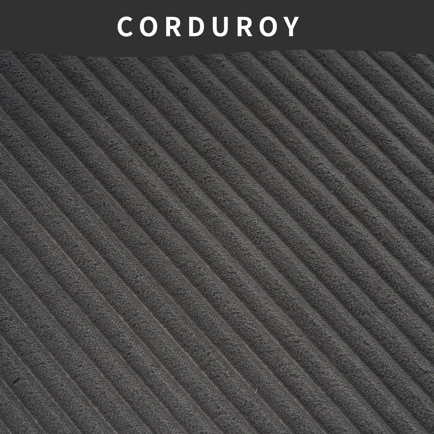 LY-023 Grey Compression Sofa: Corduroy Fabric, Chaise Longue and 3-Seater Combination with 4 Pillows