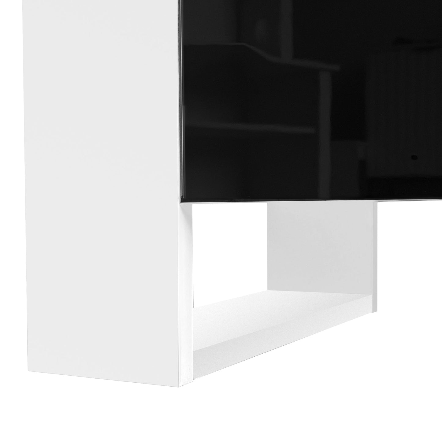 ON-TREND Modern TV Stand with 34.2' Non-heating Electric Fireplace, High Gloss Entertainment Center with 2 Cabinets, Media Console for TVs up to 78', Black