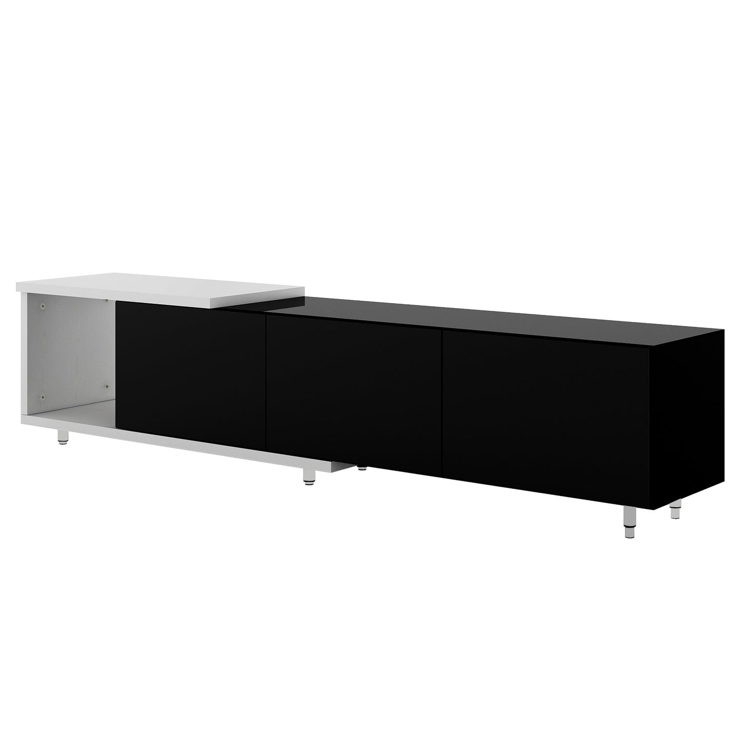 U-Can 70.1''-100'' Modern Stylish TV Stand TV Cabinet for 80+inch TV, White+Black, (Old SKU:WF299723AAB)
