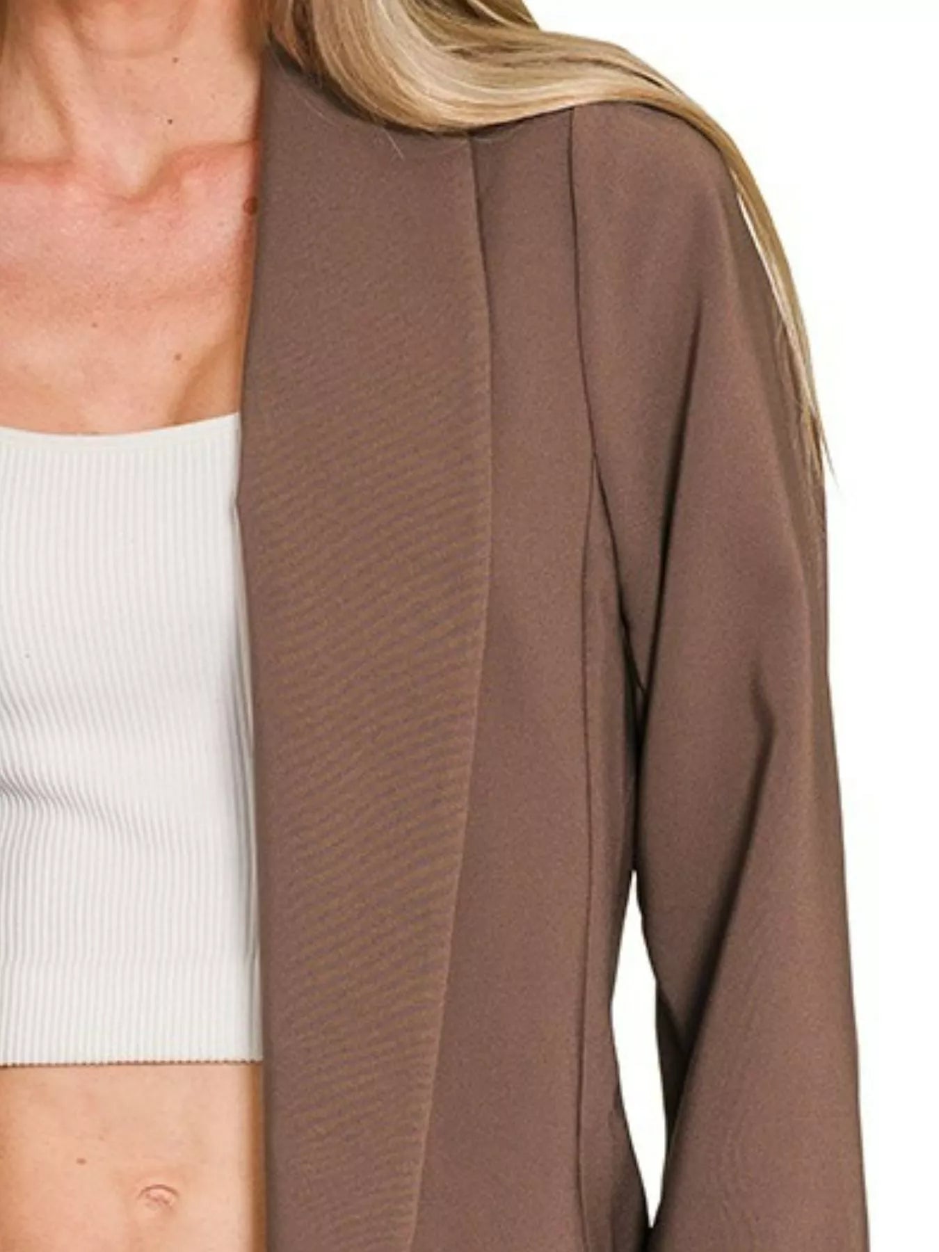 Zenana Woven Long Sleeve Blazer With Lining - Lee's Retail