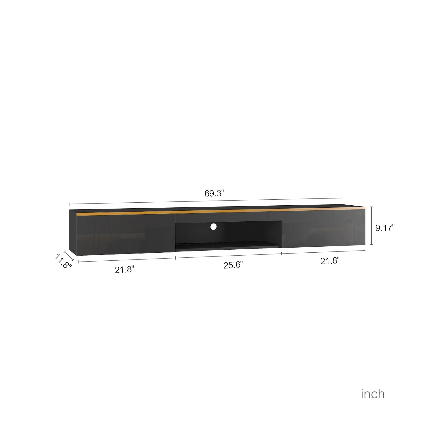 Floating TV Stand Wall Mounted with 16 Color LEDs,69' Modern TV Stand, Floating TV Cabinet Entertainment Center for 55 60 65 Inch TV,Black
