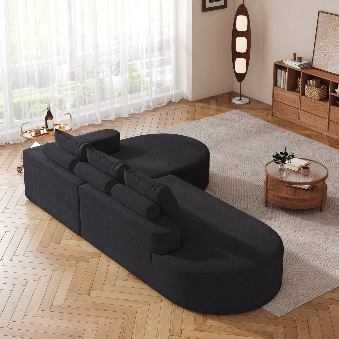 Modern Curved sofa ,Chenille Upholstered Sectional Sofa Couch Set,Modular 108.5' L Shaped Sectional Living Room Sofa Set With 3 Pillows,Free Combination Sofa Couch for Living Room,Bedroom