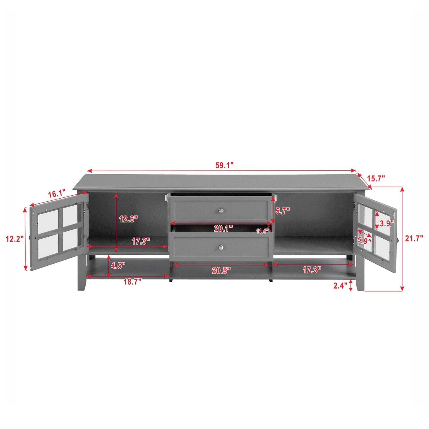 TV Stand for TVs up to 60'', Entertainment Center with Multifunctional Storage Space, TV Cabinet with Modern Design, Media Console for Living Room, Bedroom