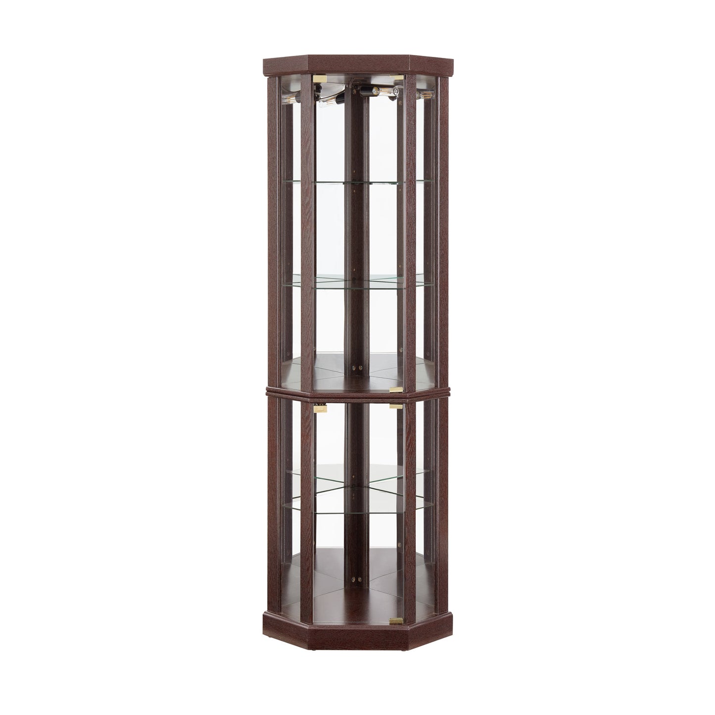 Lighted Corner Curio Cabinet - Elegant Glass Display Case for Living Room & Bar Storage - Perfect for Antique Collections & Wine - Includes Built-in Lighting - Dark Cherry
