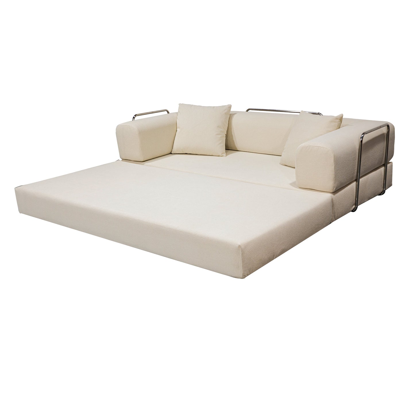 Double sofa, sofa bed, multifunctional compression sofa, wide body sofa, pure sponge sofa, fine striped velvet fabric sofa