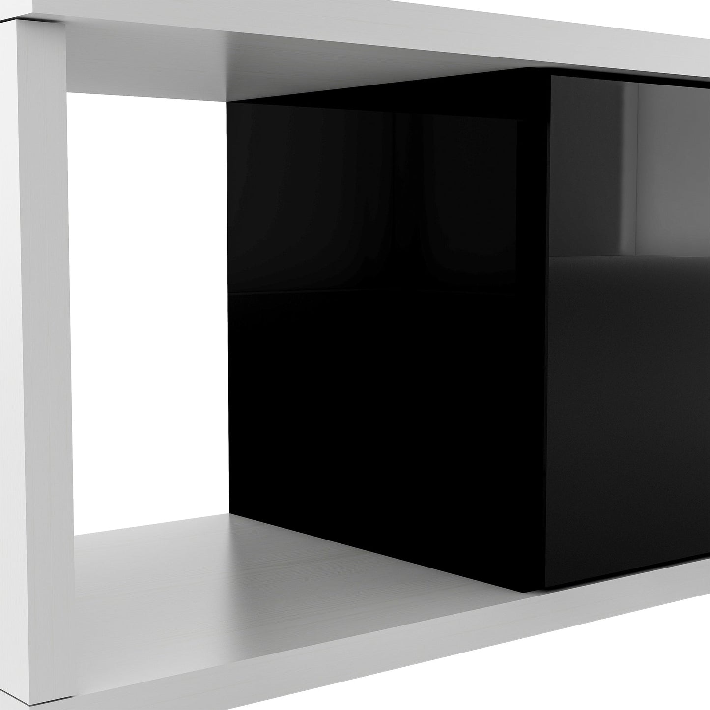 U-Can 70.1''-100'' Modern Stylish TV Stand TV Cabinet for 80+inch TV, White+Black, (Old SKU:WF299723AAB)