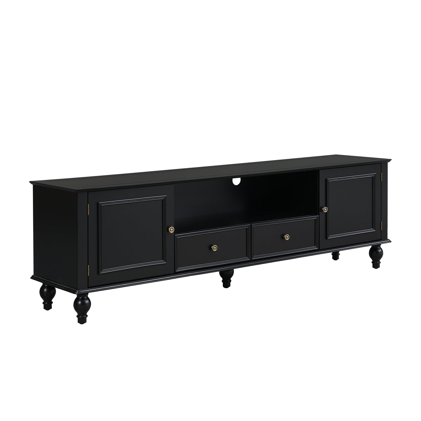 U-Can 70.9'' Modern TV Stand for TVs up to 80 Inches, Entertainment Center with Open Compartment, TV Storage Cabinet with 2 Drawers, 2 Cabinets and 5 Solid Legs for Living room