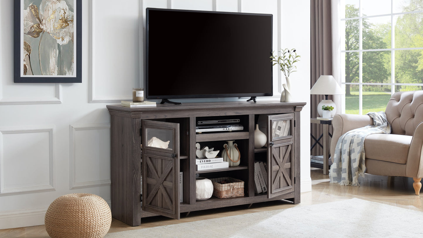 2 Doors Cabinet Farmhouse Cabinet, Farmhouse TV Stand Barn Design,Modern Farmhouse TV Media Stand, Large Barn Inspired Home Entertainment Console,GREY, 60.23'W*15.35'D*31.7'H