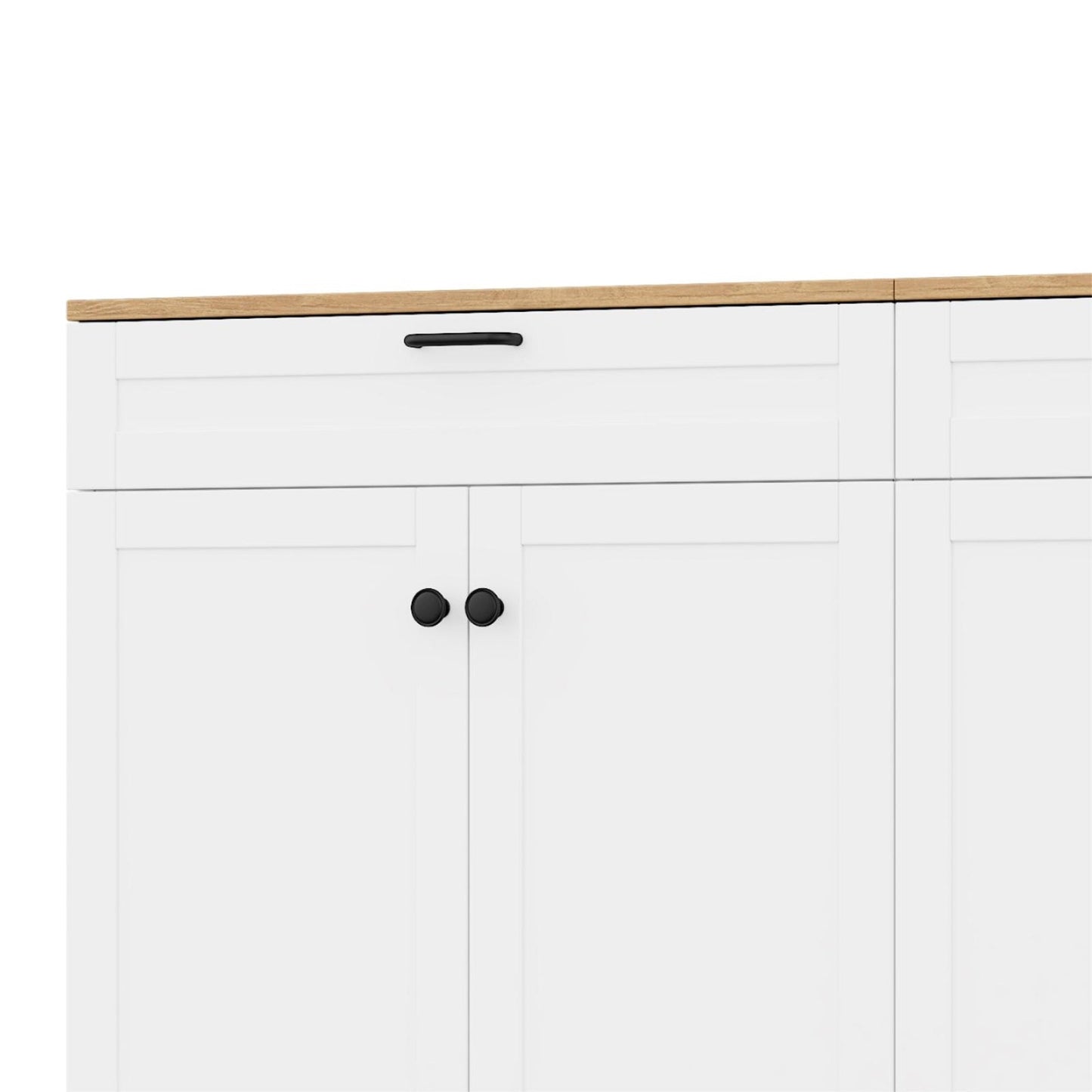 ON-TREND Farmhouse TV Stand with 2 Drawers for TVs Up to 70', Versatile Wood Grain Sideboard with Adjustable Shelves, Mid-Century Buffet Cabinet with Rustic Handles for Living Room/Bedroom, White
