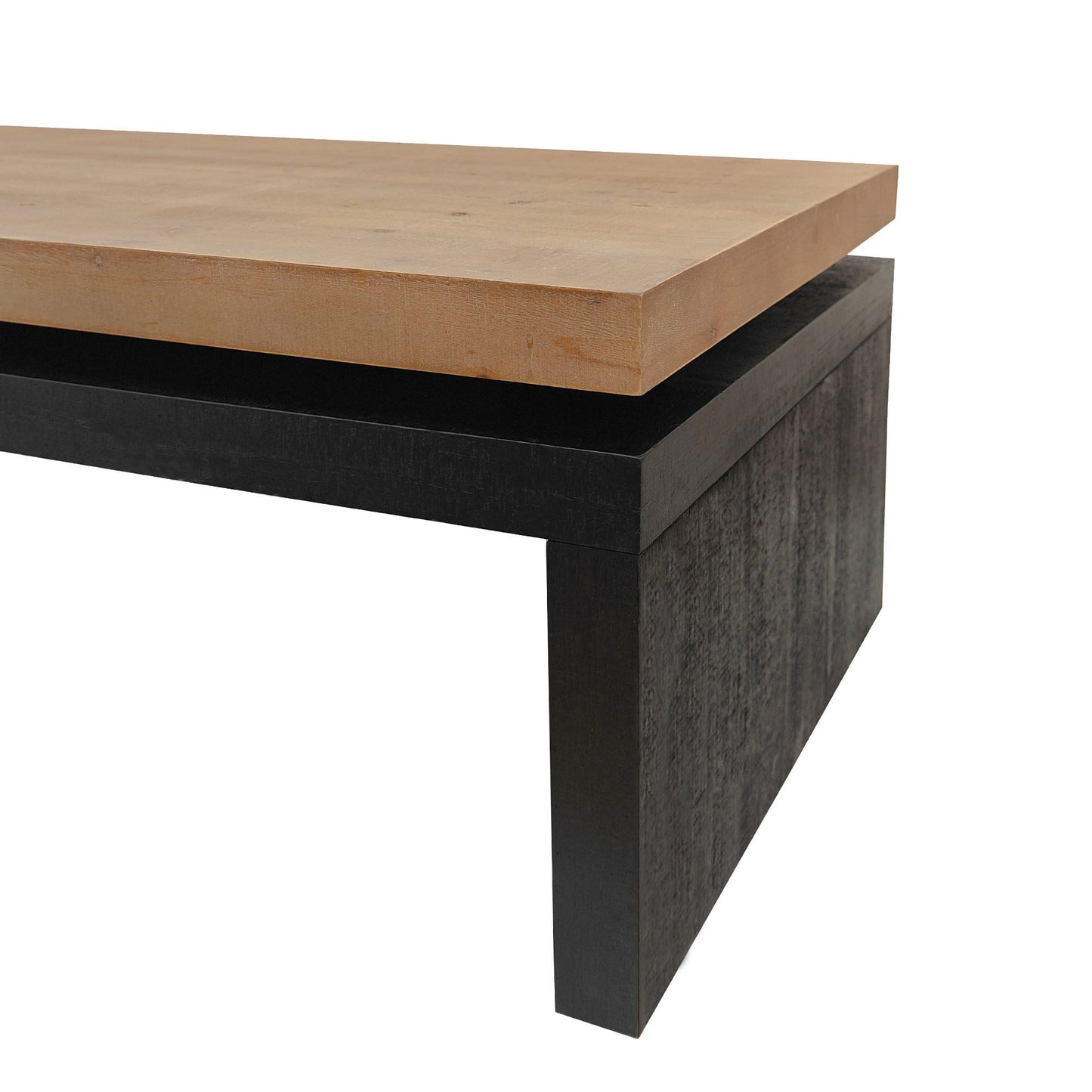 Modern Industrial Coffee Table – Two-Tone Wood Center Table with Floating Top Design 47.6' L * 23.6' W * 16.3' H