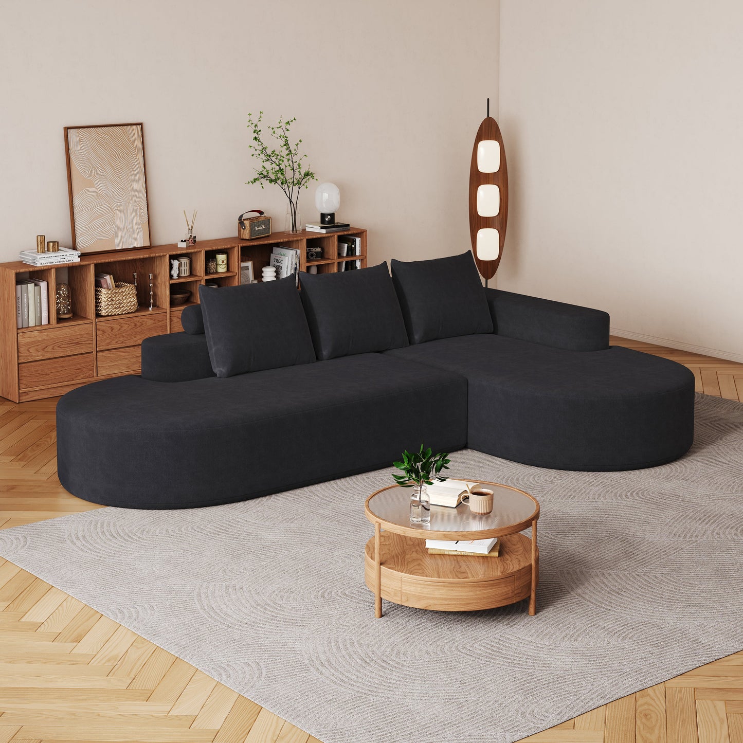 Modern Curved sofa ,Chenille Upholstered Sectional Sofa Couch Set,Modular 108.5' L Shaped Sectional Living Room Sofa Set With 3 Pillows,Free Combination Sofa Couch for Living Room,Bedroom