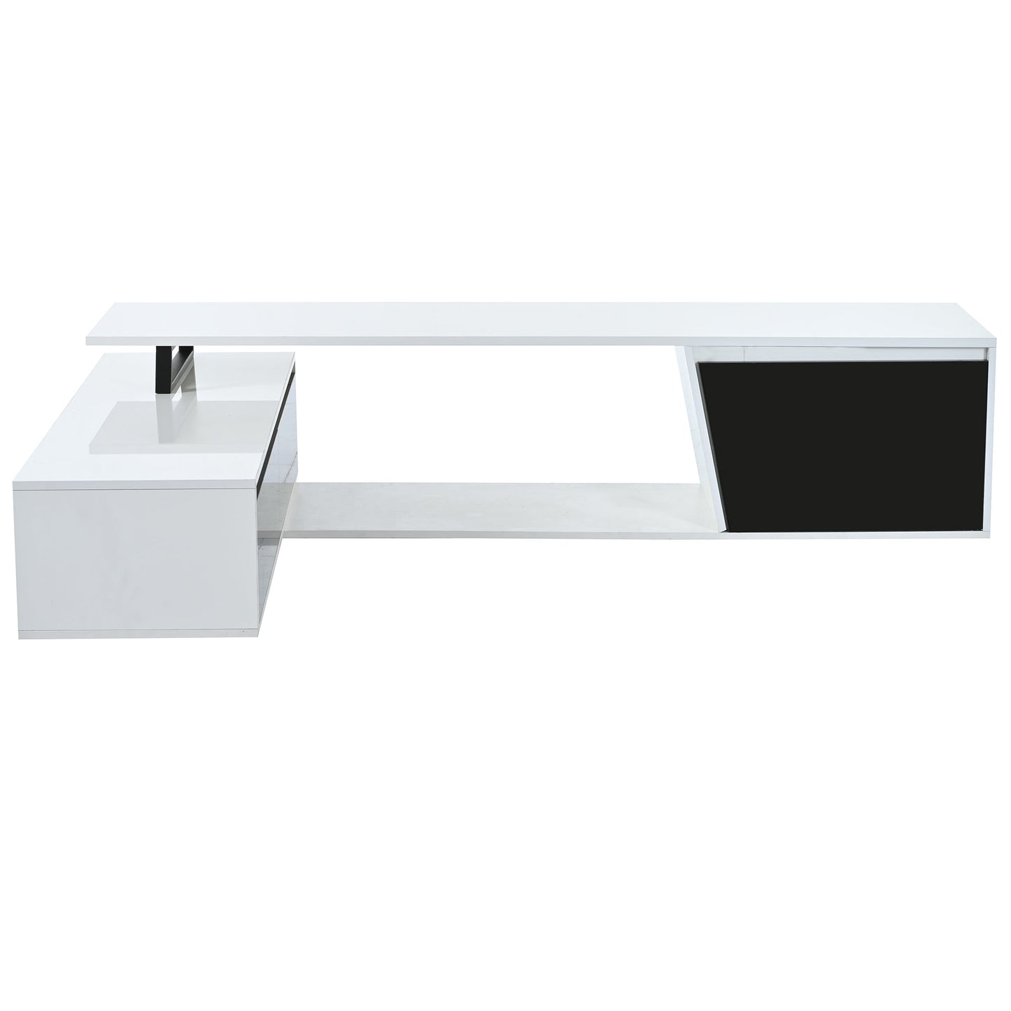U-Can Modern, Minimalist Rectangle Extendable TV Stand, TV Cabinet with 2 Drawers and 1 Cabinet for Living Room, Up to 100''