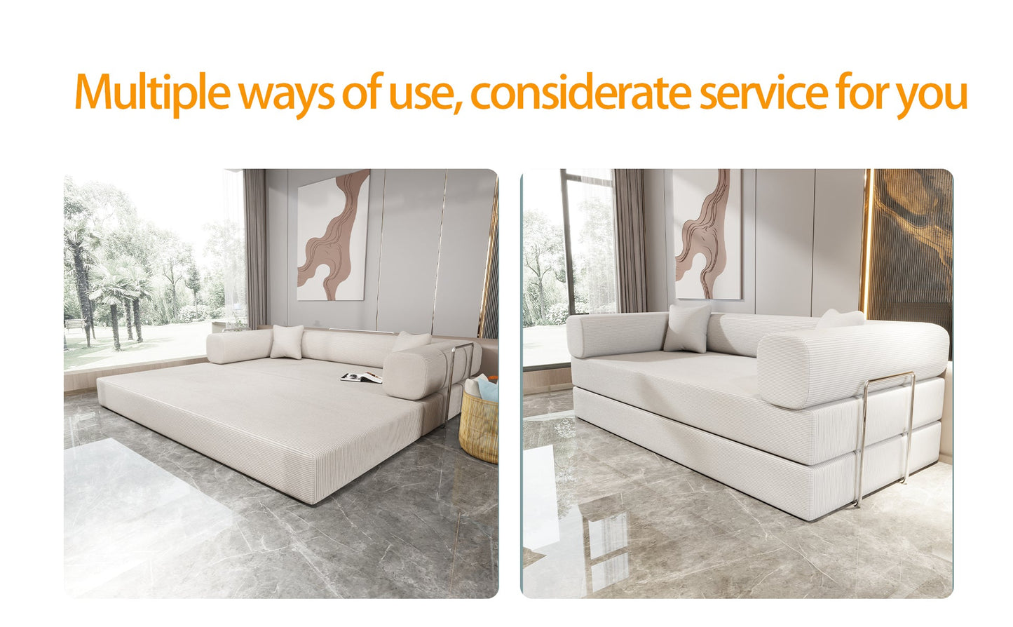 Double sofa, sofa bed, multifunctional compression sofa, wide body sofa, pure sponge sofa, fine striped velvet fabric sofa