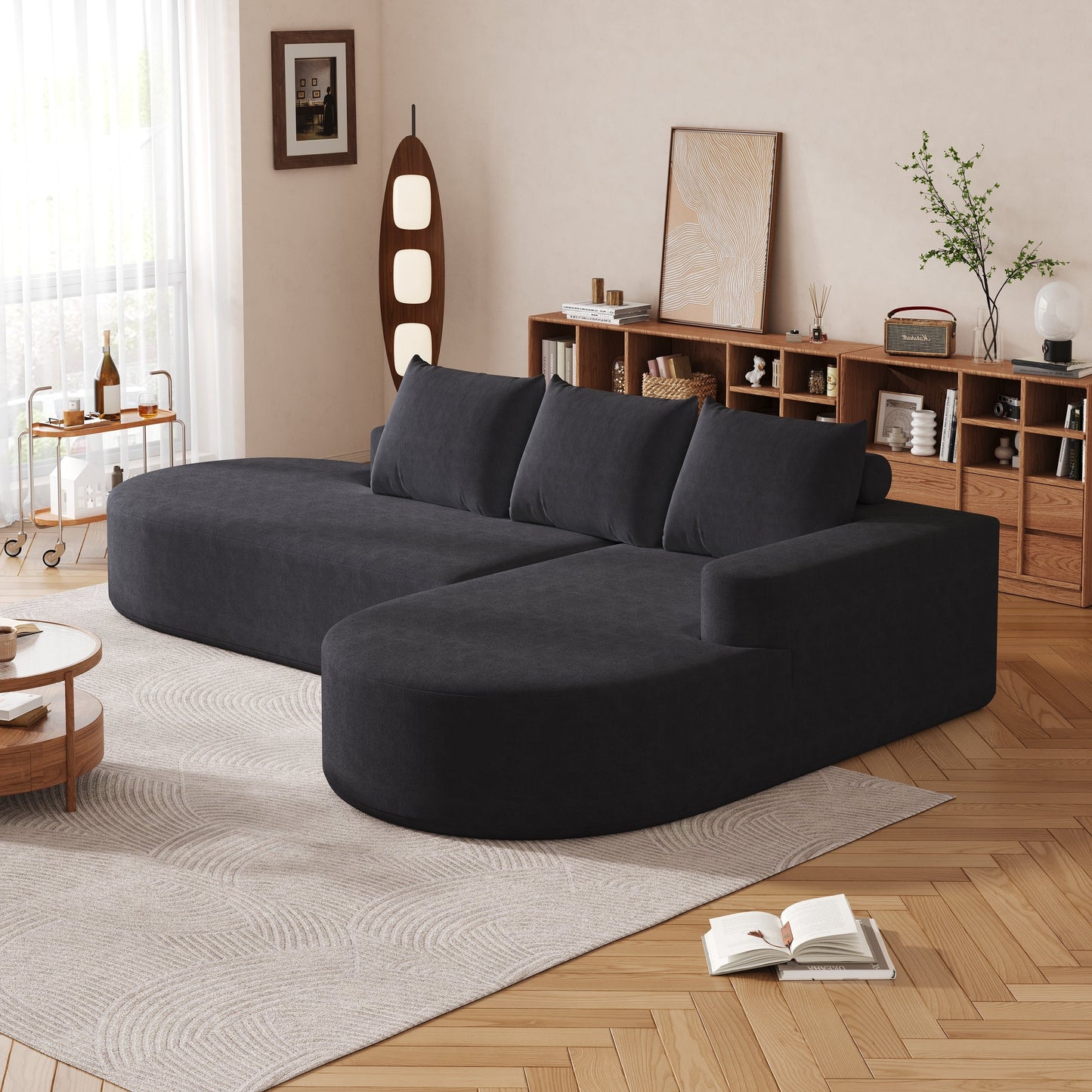 Modern Curved sofa ,Chenille Upholstered Sectional Sofa Couch Set,Modular 108.5' L Shaped Sectional Living Room Sofa Set With 3 Pillows,Free Combination Sofa Couch for Living Room,Bedroom