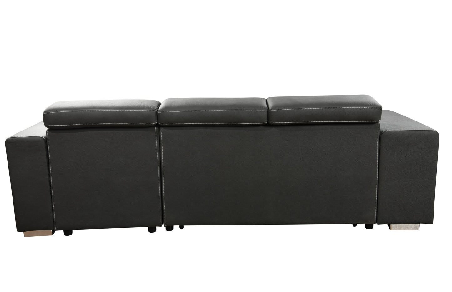 Sectional Sofa with Adjustable Headrest ,Sleeper Sectional Pull Out Couch Bed with Storage Ottoman and 2 Stools,Beige+Grey