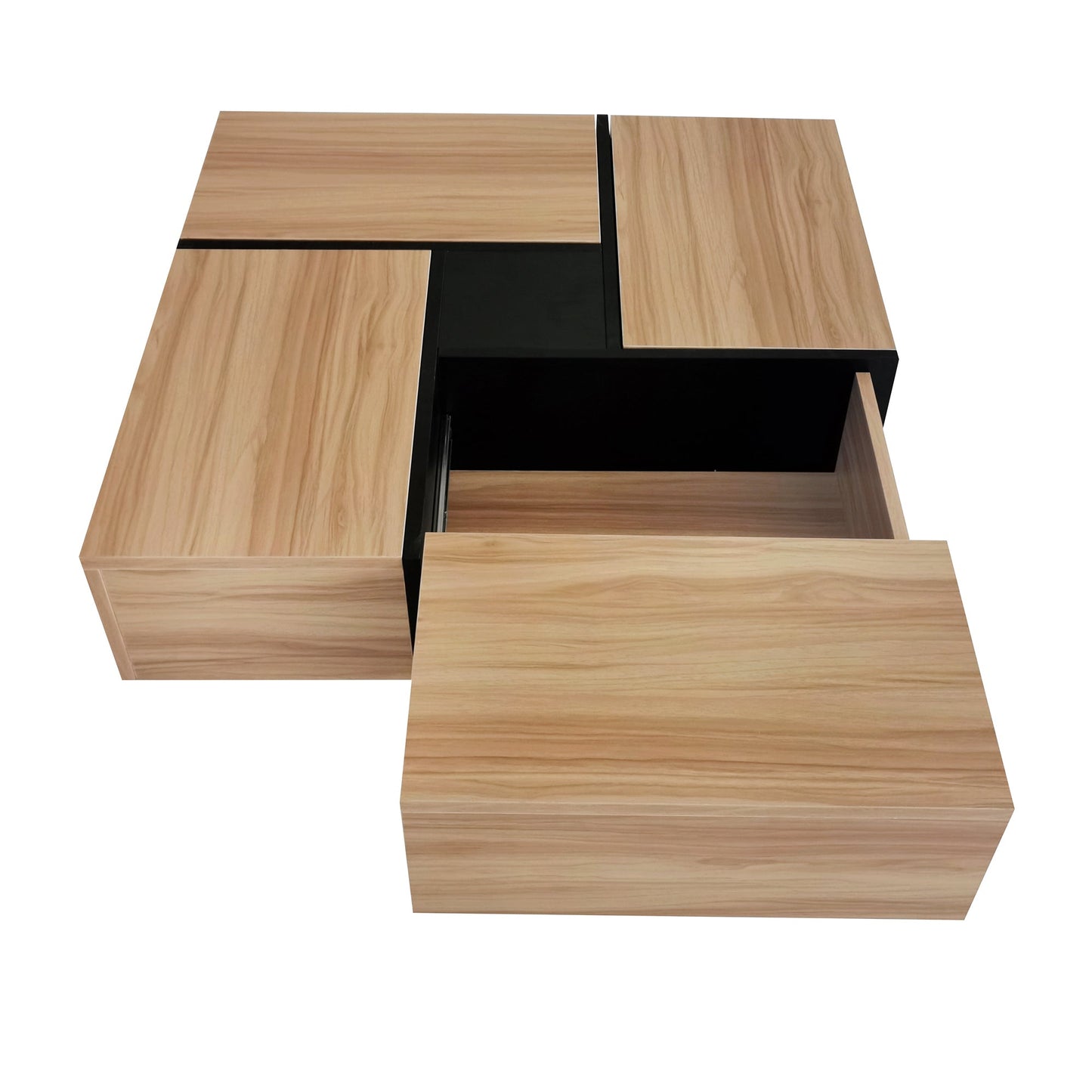 ON-TREND Unique Design Coffee Table with 4 Hidden Storage Compartments, Square Cocktail Table with Extendable Sliding Tabletop, UV High-gloss Design Center Table for Living Room, 31.5'x 31.5'