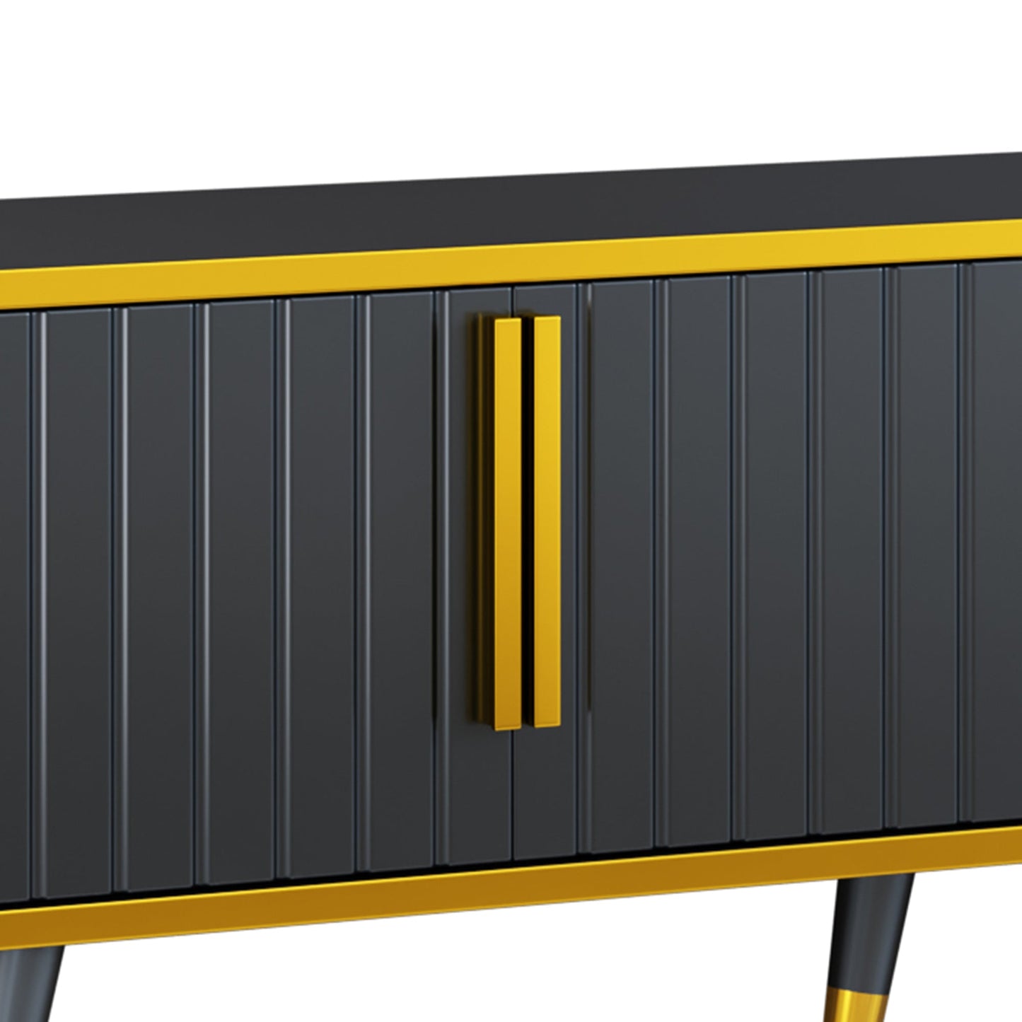 ON-TREND Luxury Minimalism TV Stand with Open Storage Shelf for TVs Up to 85', Entertainment Center with Cabinets and Drawers, Practical Media Console with Unique Legs for Living Room, Black