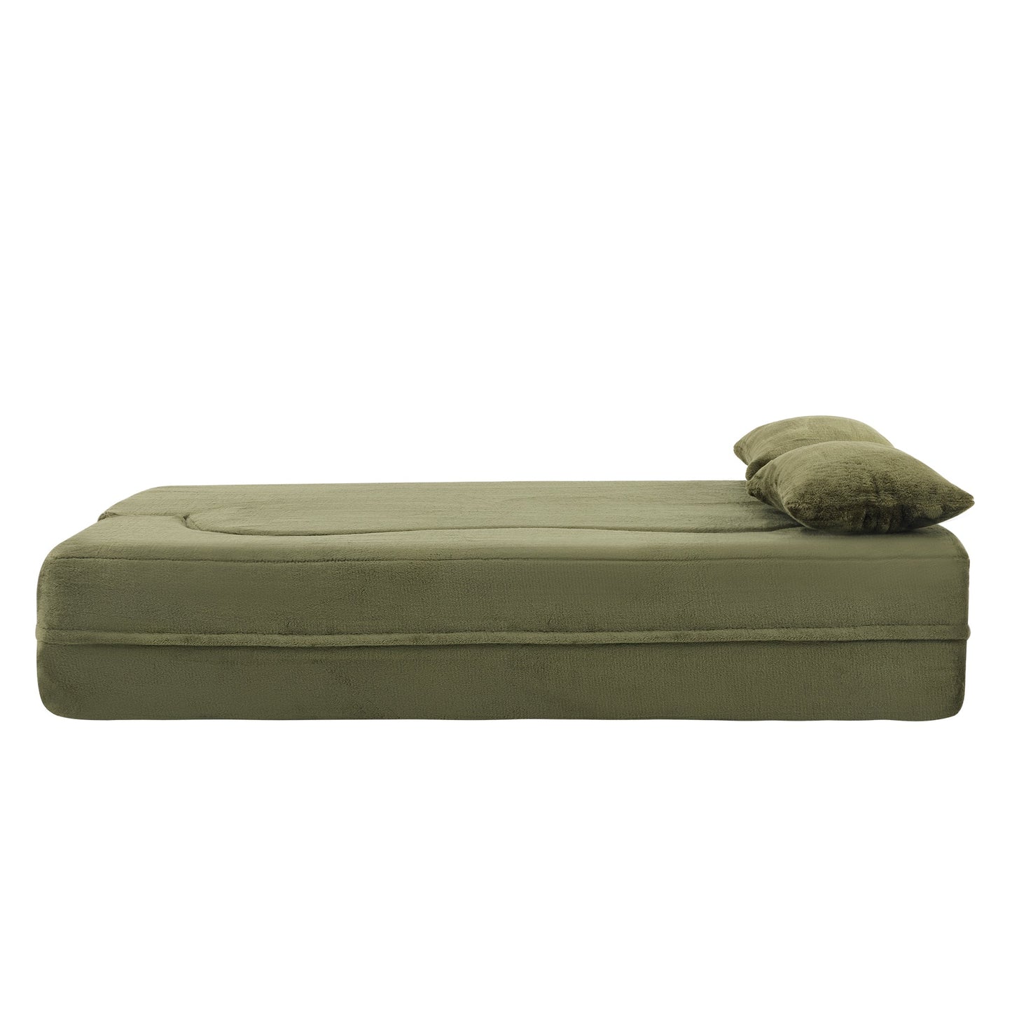 71-inch folding sofa bed, plush futon sofa bed, high-density foam convertible sofa bed, folding floor sofa bed for living room, guest room, bedroom, green