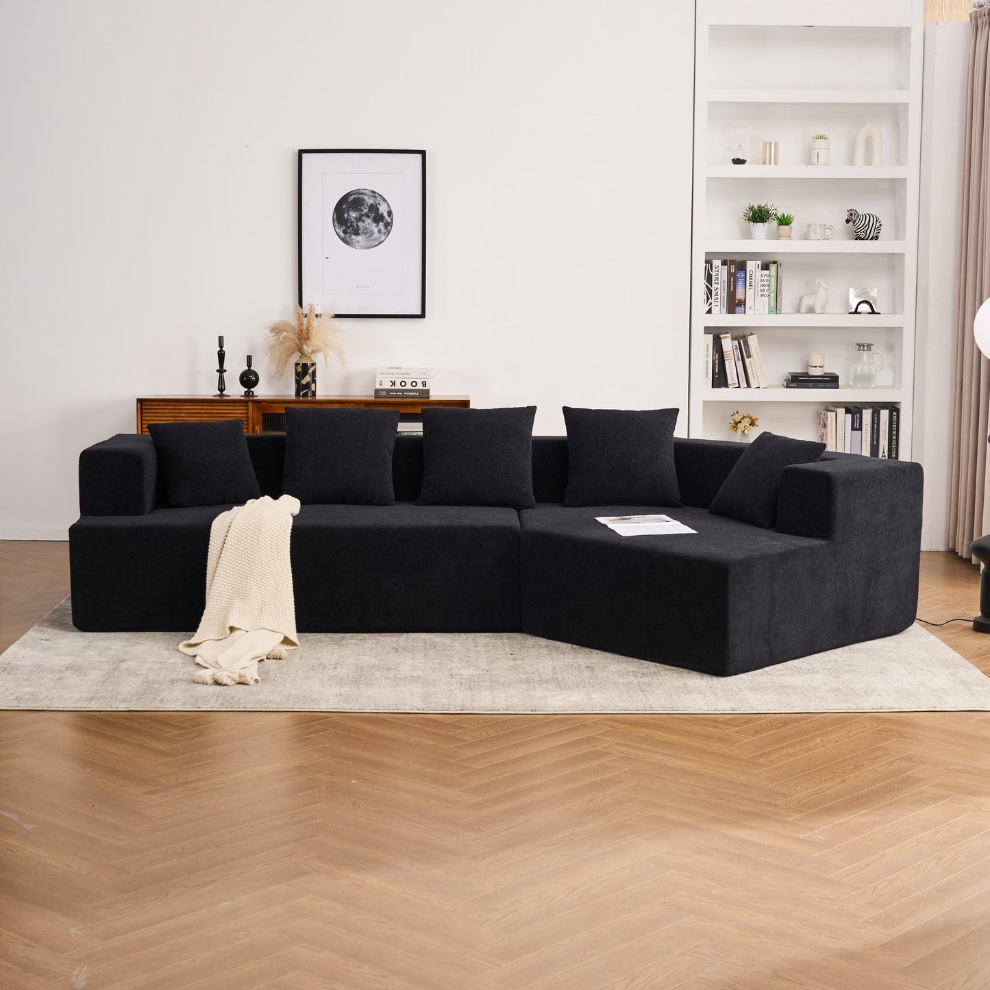 Memory Foam Couch, No Installation & Easy to Transport, Deep Seat Modern Sofa with Chenille Fabric, Couch for Living Room, Bedroom, Apartment, Home Office
