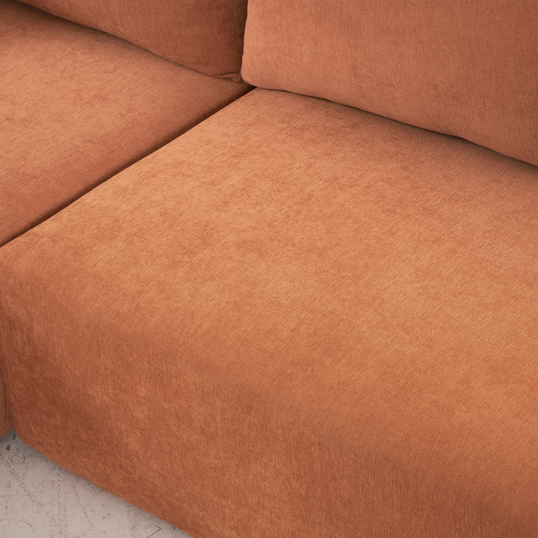 108*68 inch extra-deep modular sofa, cloud sofa, 4-person sofa, sitting and sleeping, living room Chenille modular sofa, no need to assemble, orange