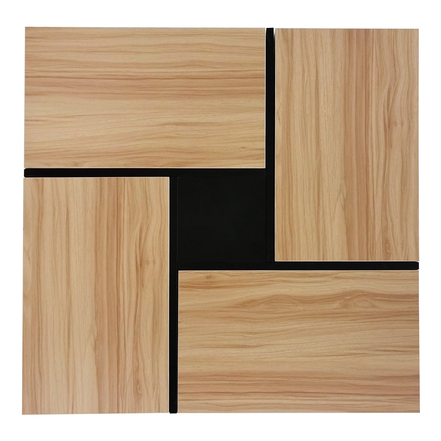ON-TREND Unique Design Coffee Table with 4 Hidden Storage Compartments, Square Cocktail Table with Extendable Sliding Tabletop, UV High-gloss Design Center Table for Living Room, 31.5'x 31.5'