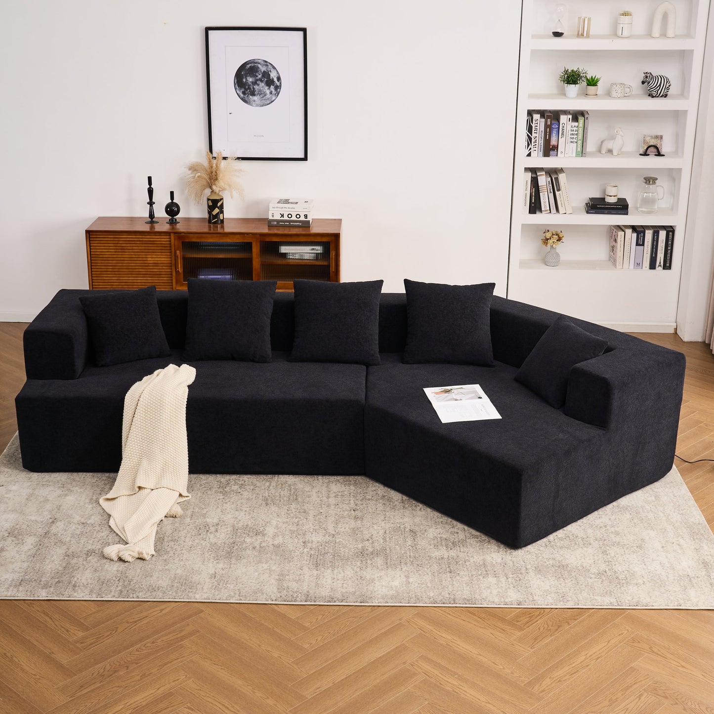 Memory Foam Couch, No Installation & Easy to Transport, Deep Seat Modern Sofa with Chenille Fabric, Couch for Living Room, Bedroom, Apartment, Home Office