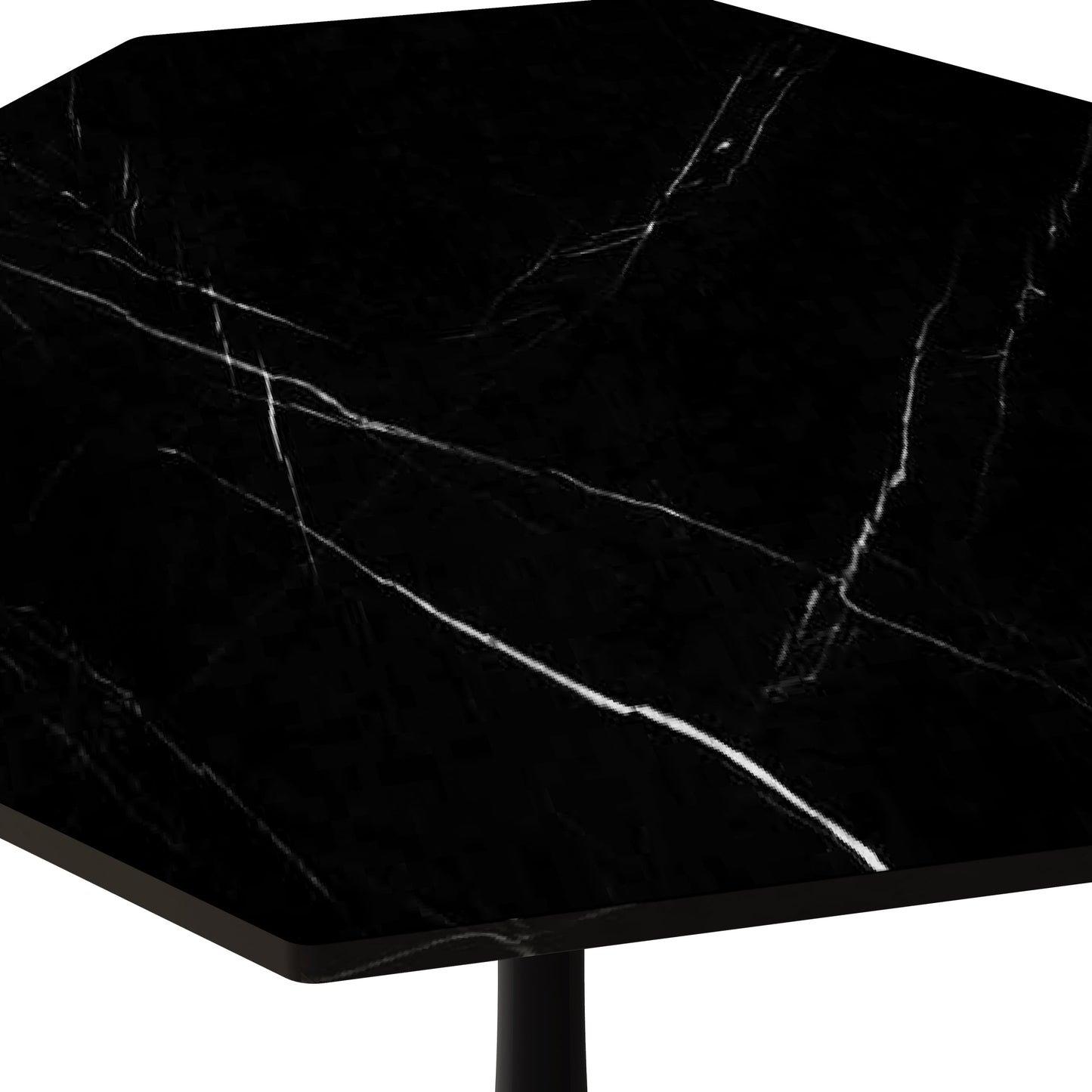 31.50'Modern Octagonal Coffee Table with Printed Black Marble Table Top,Metal Base, for Dining Room, Kitchen, Living Room