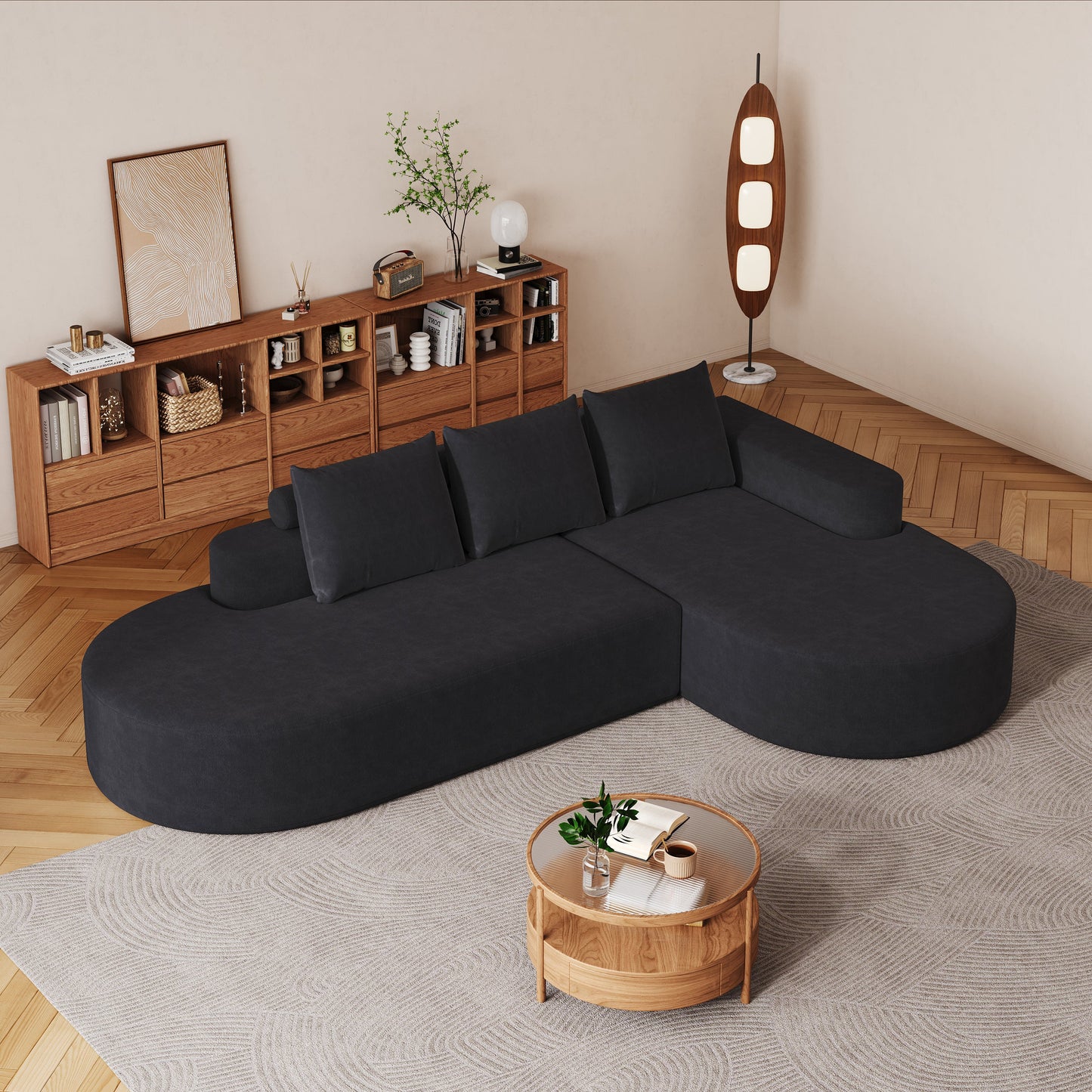 Modern Curved sofa ,Chenille Upholstered Sectional Sofa Couch Set,Modular 108.5' L Shaped Sectional Living Room Sofa Set With 3 Pillows,Free Combination Sofa Couch for Living Room,Bedroom