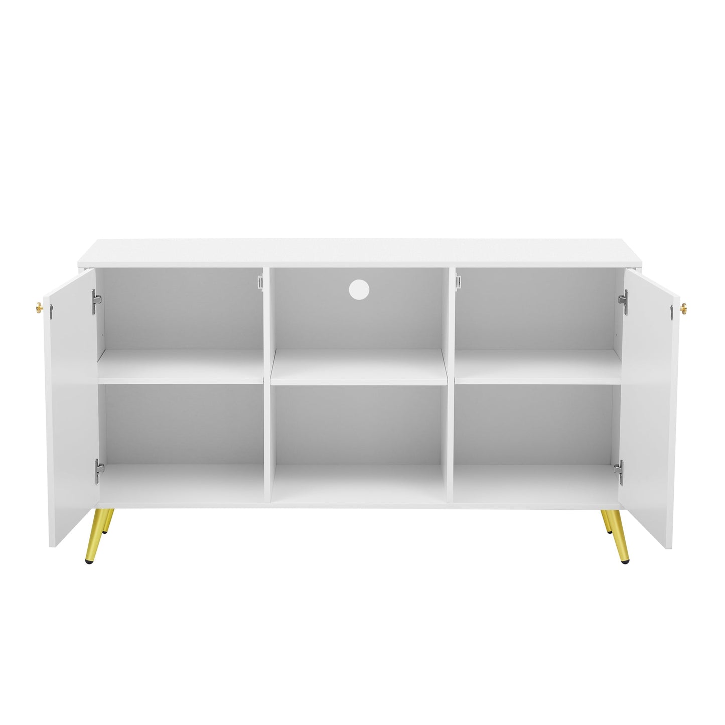 U-Can Modern TV Stand for TVs up to 55 Inches, Entertainment Center Media Console,Adjustable Shelf, Metal Legs, Handles and Anti-tip Device for Living room