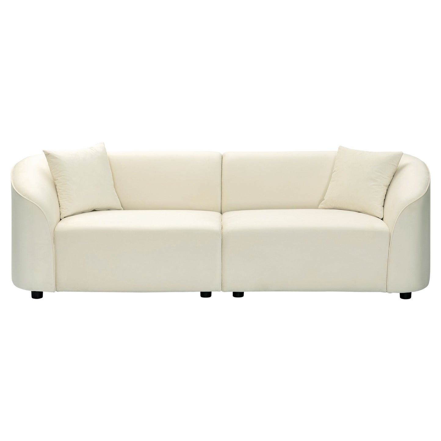 87' Curved Contemporary Sofa in Off-White: Plush Seating, Streamlined Design, and Durable Frame – Ideal for Stylish Living Spaces