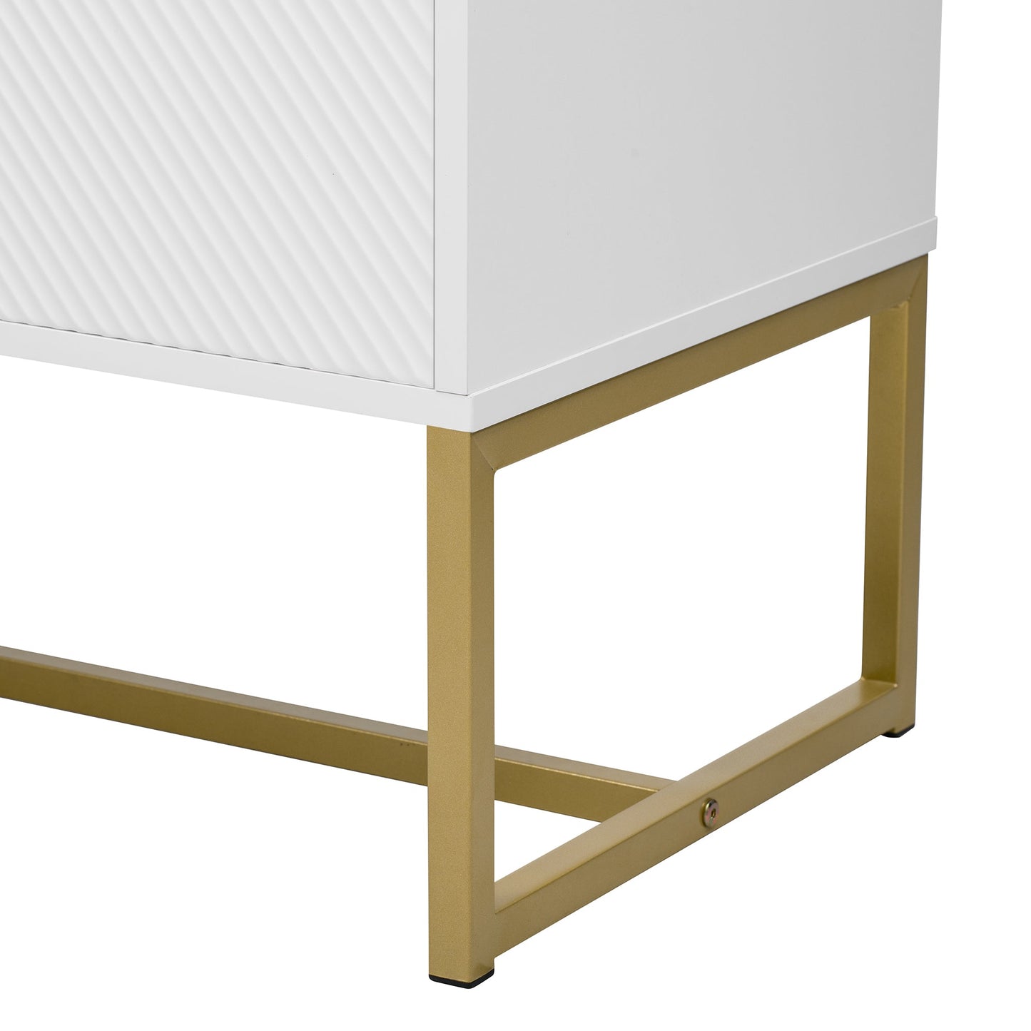 U-Can Modern TV Stand for TV up to 70 Inches,TV Cabinet with 1 Drawer, 2 Cabinets and Metal Legs, Handles and Anti-tip Device for Living room