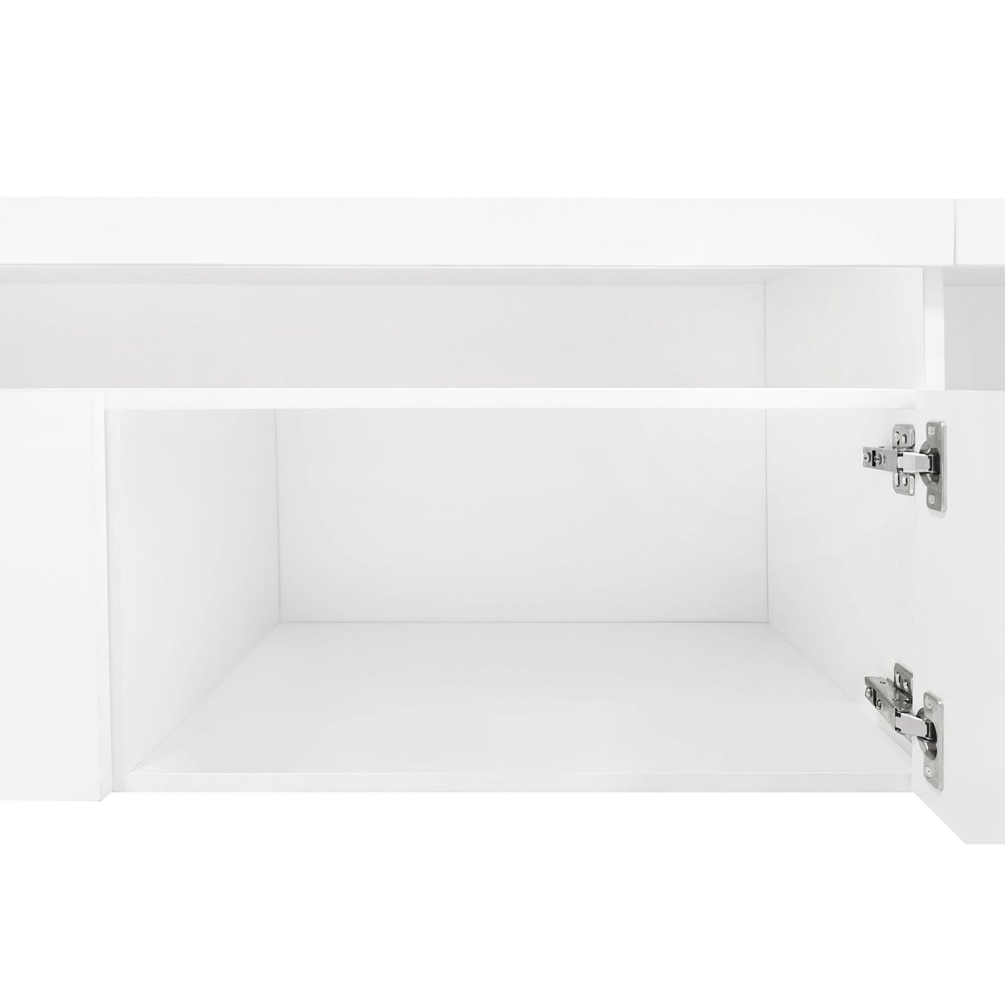 ON-TREND Unique Design TV Stand with 2 Glass Shelves, Ample Storage Space Media Console for TVs Up to 105', Versatile TV Cabinet with LED Color Changing Lights for Living Room, White