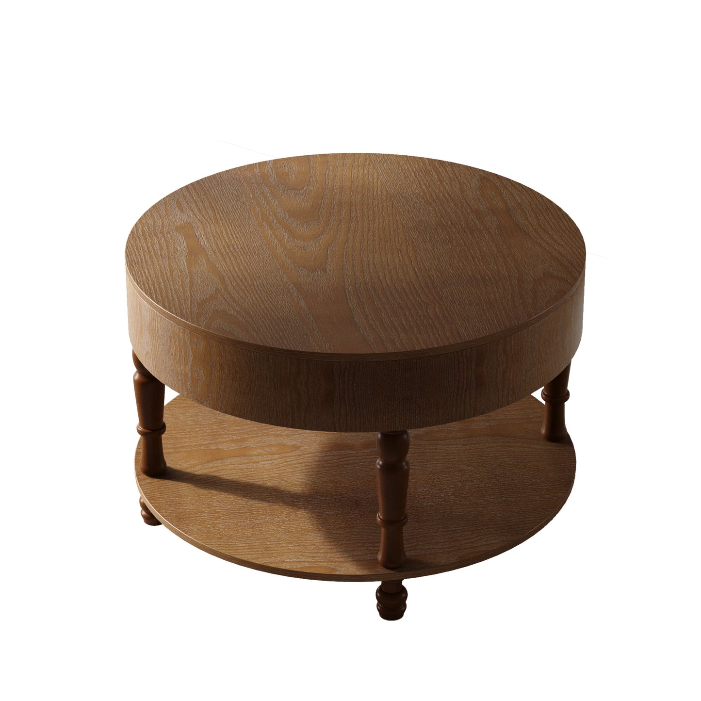 Coffee Table with Dual Storage for Living Room, 31.5' Modern Round Coffee Table with Storage and Hidden Compartment, Adjustable Leveling Feet, Easy Assembly (Walnut)