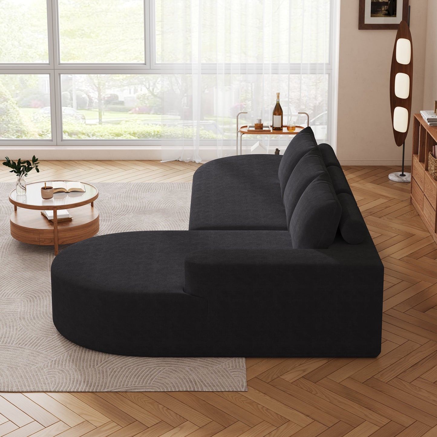 Modern Curved sofa ,Chenille Upholstered Sectional Sofa Couch Set,Modular 108.5' L Shaped Sectional Living Room Sofa Set With 3 Pillows,Free Combination Sofa Couch for Living Room,Bedroom