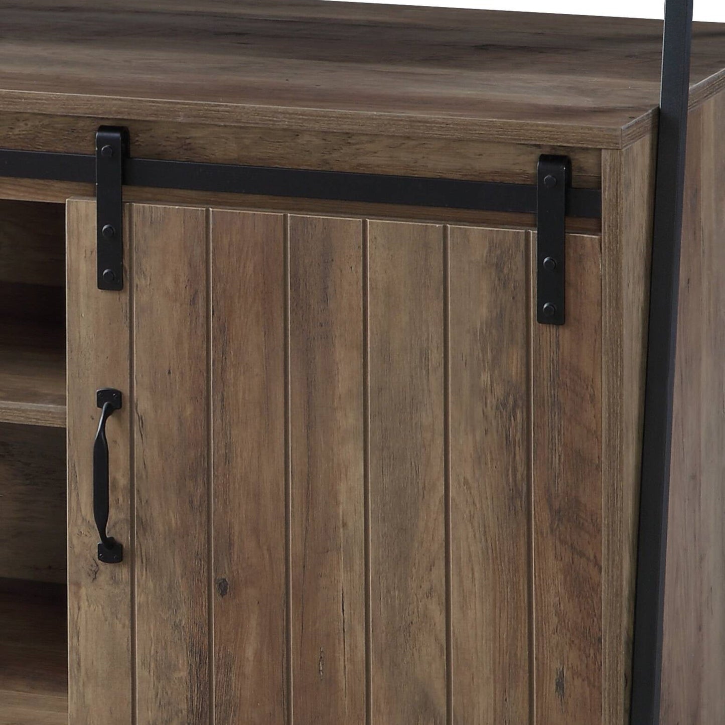 Rashawn Rustic Oak & Black Finish TV Stand