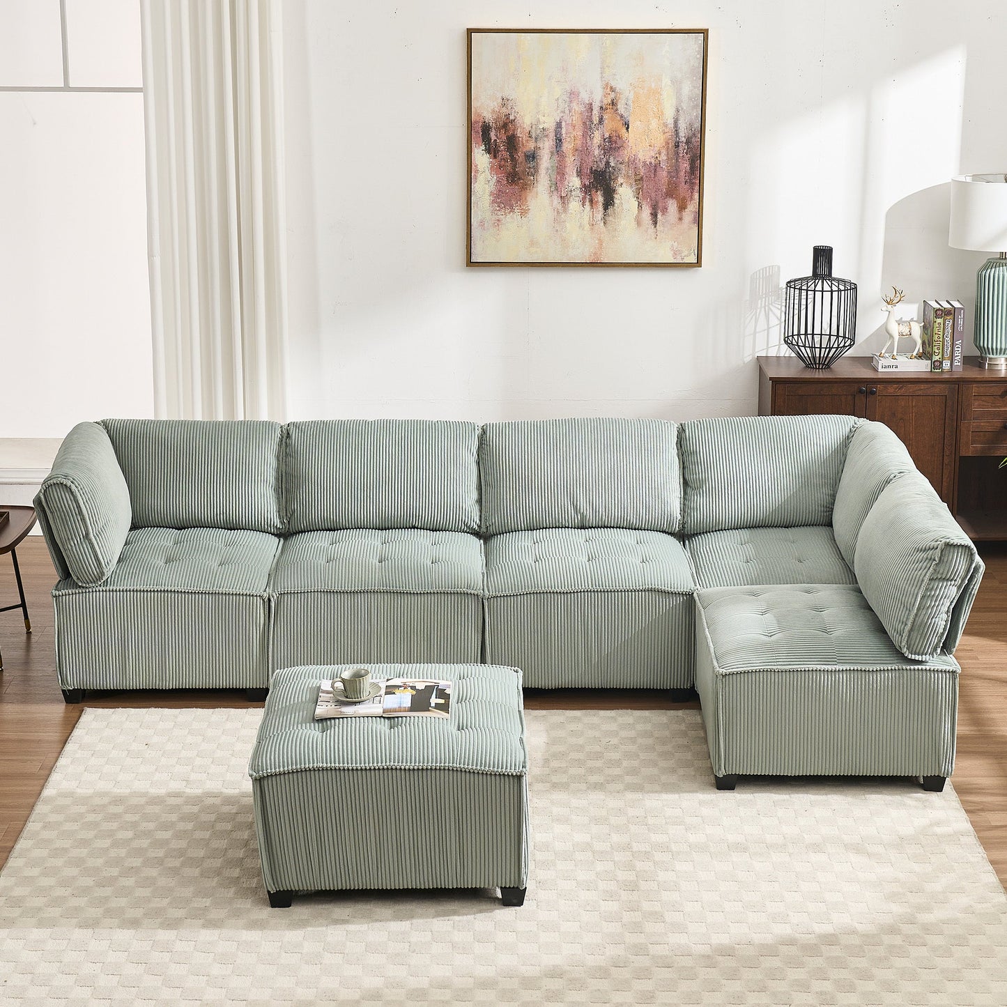 UNITED WE WIN Modular Sectional Sofa U Shaped Modular Couch with Reversible Chaise Modular Sofa Sectional Couch,6- Seat Convertible Sofa,Fit for Living Room