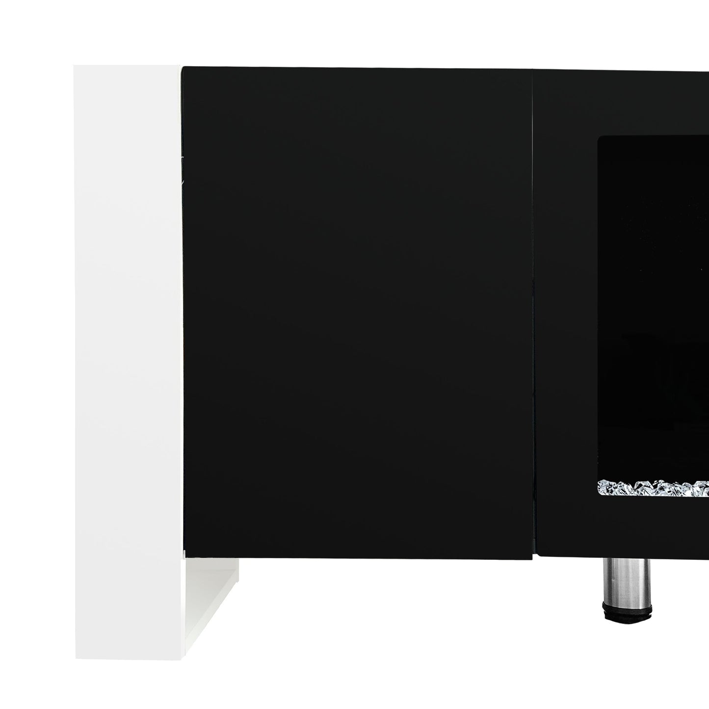 ON-TREND Modern TV Stand with 34.2' Non-heating Electric Fireplace, High Gloss Entertainment Center with 2 Cabinets, Media Console for TVs up to 78', Black