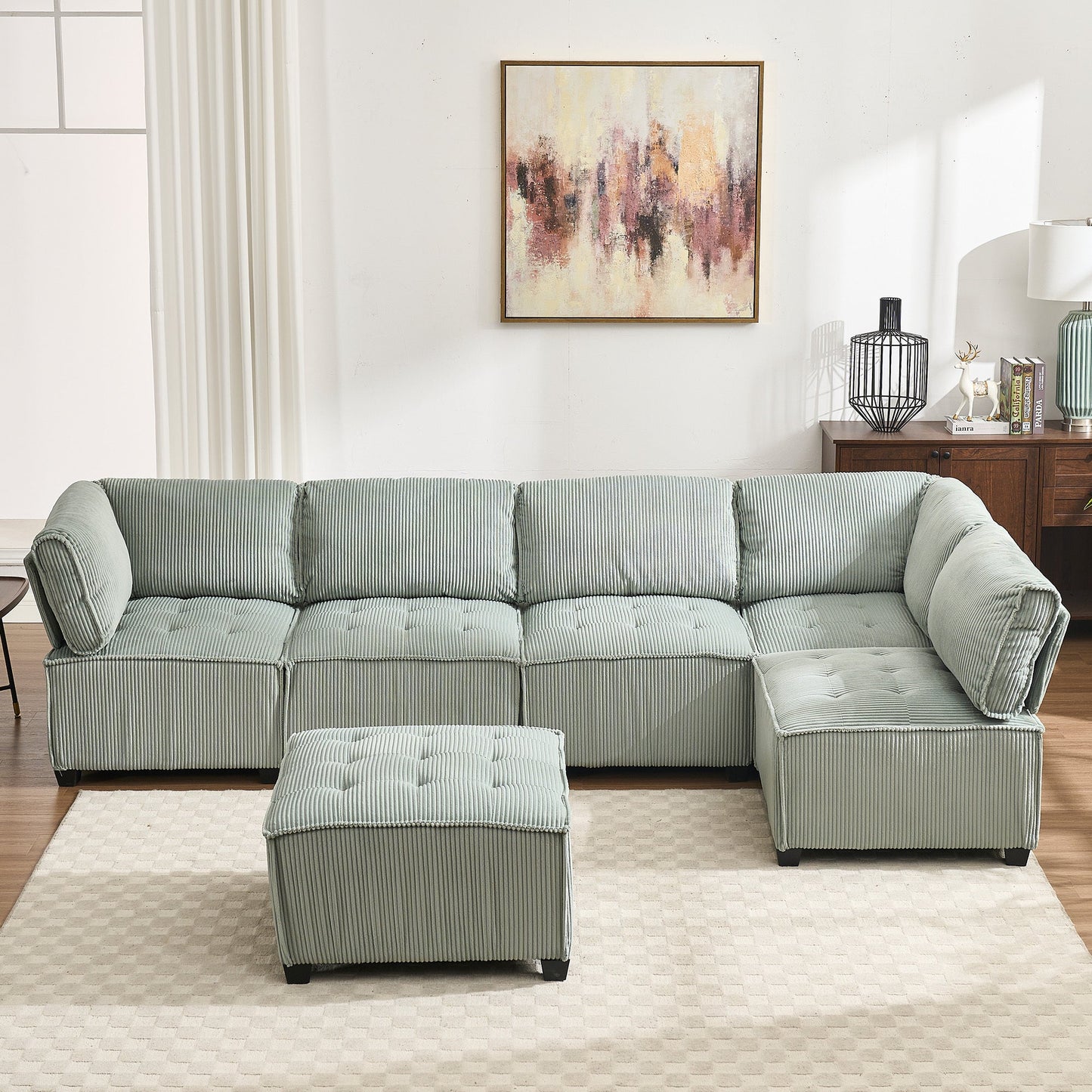 UNITED WE WIN Modular Sectional Sofa U Shaped Modular Couch with Reversible Chaise Modular Sofa Sectional Couch,6- Seat Convertible Sofa,Fit for Living Room
