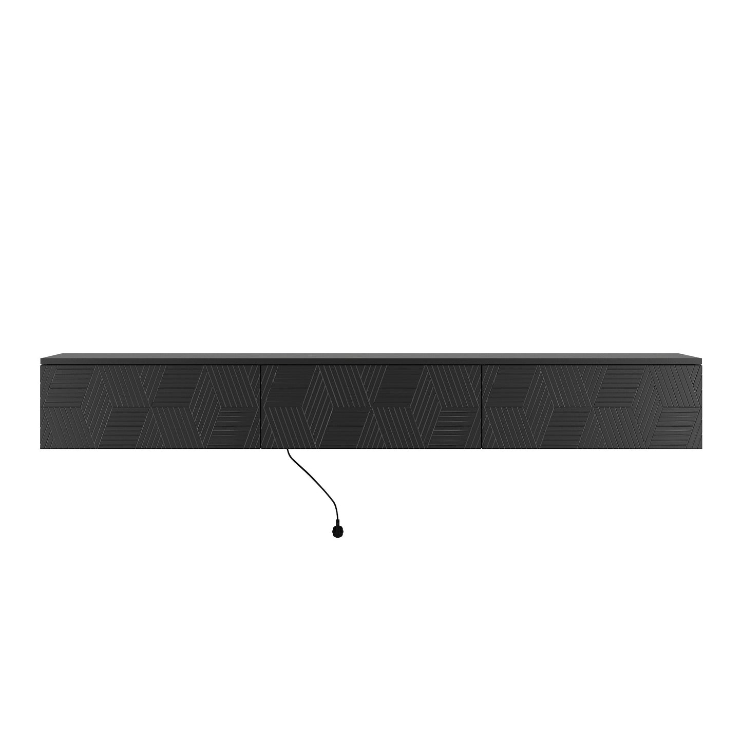 Floating TV Stand Wall Mounted with 16 Color LEDs,67' Modern TV Stand, Floating TV Cabinet Entertainment Center for 55 60 65 Inch TV,Black