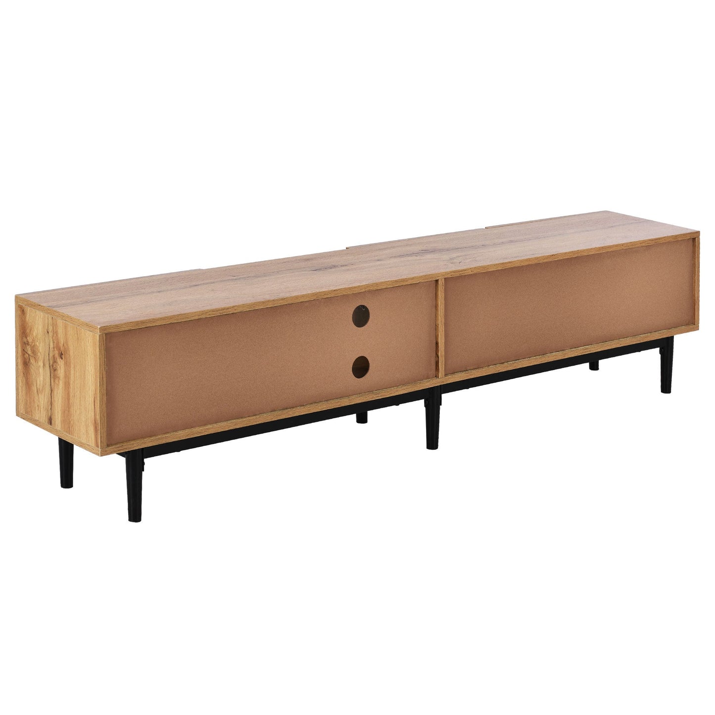 Modern TV Stand with 4 Cabinets& Open Shelves, Color-matching Media Console Table for TVs up to 80'' with LED Light, Entertainment Center with Drop Down Door for Living Room, Bedroom, Home Theatre